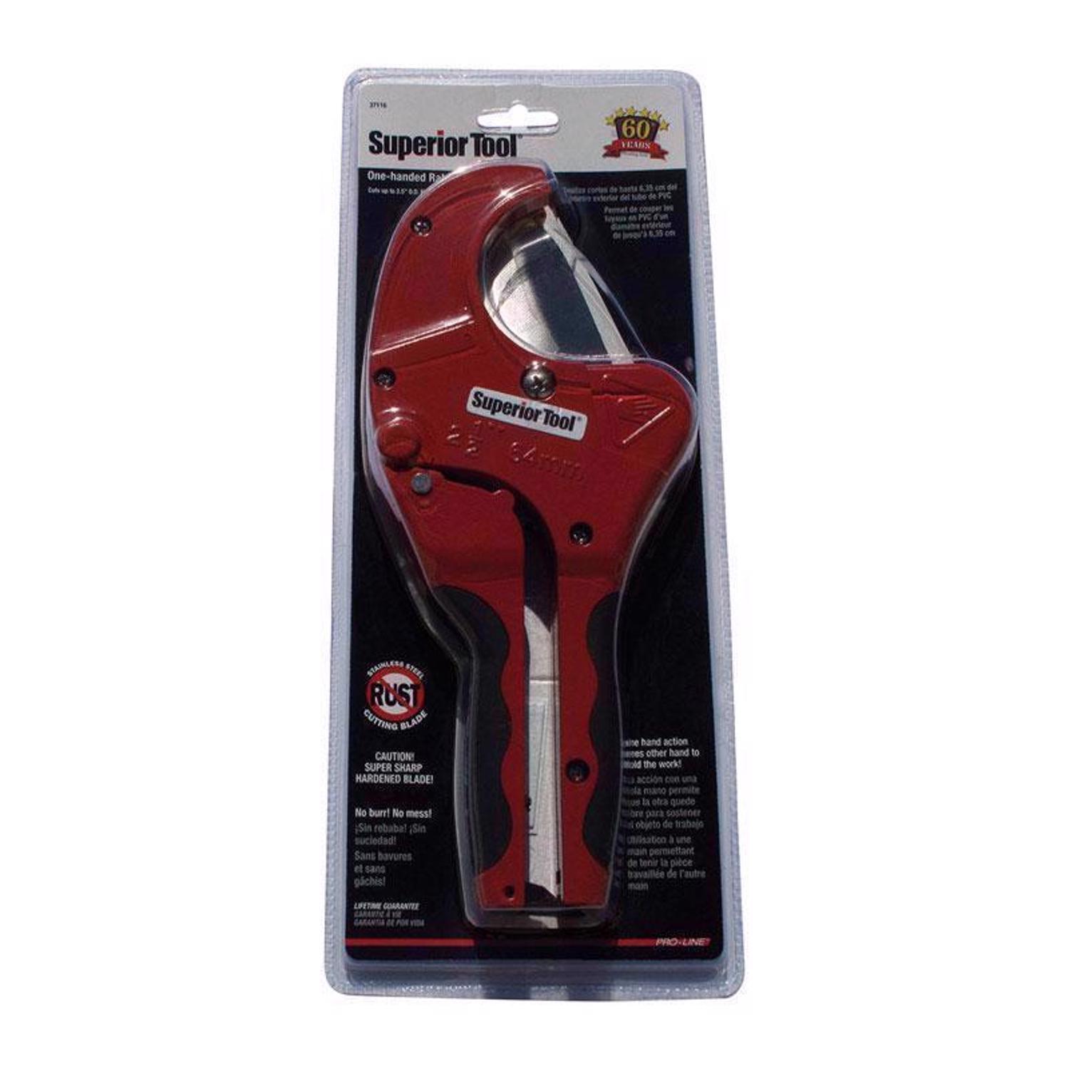 Superior Tool 2-1/2 in. Ratcheting Pipe Cutter 10 in. L Black/Red 1 pc