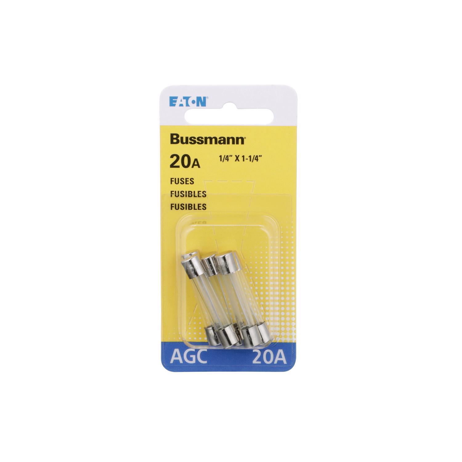 Bussmann 20 amps AGC Clear Glass Tube Fuse 5 pk