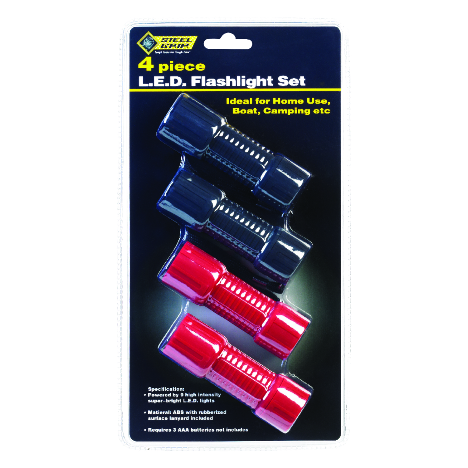 Steel Grip Black/Red LED Flashlight AAA Battery