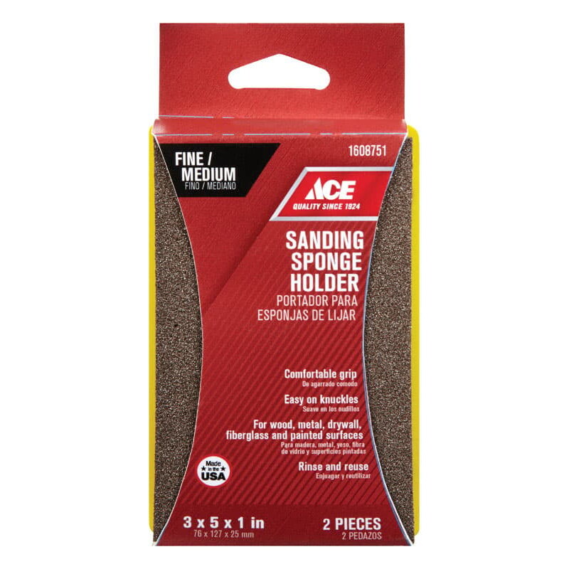 Ace 5 in. L X 3 in. W 120 Grit Fine Block Sanding Sponge