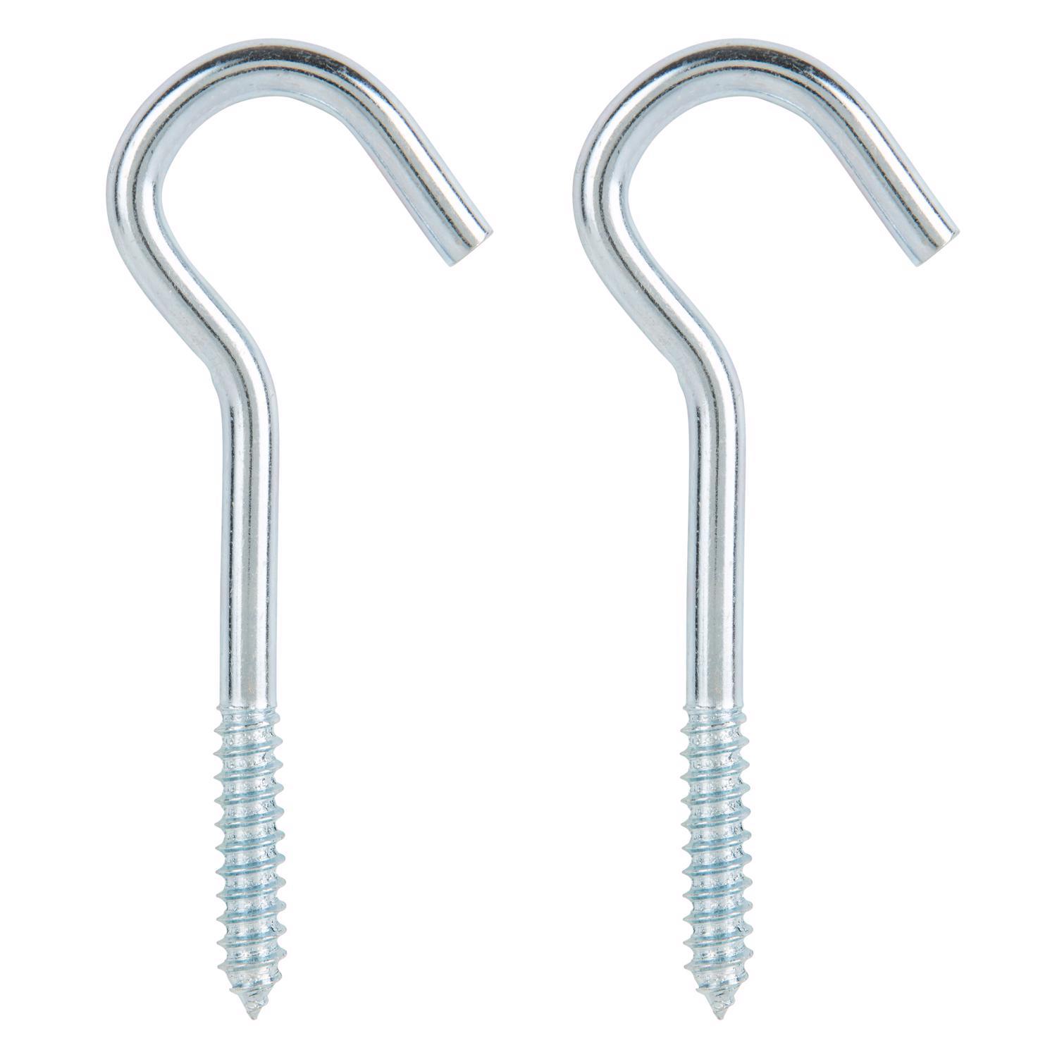 Ace Small Zinc-Plated Silver Steel 4.5625 in. L Ceiling Hook 160 lb 2 pk
