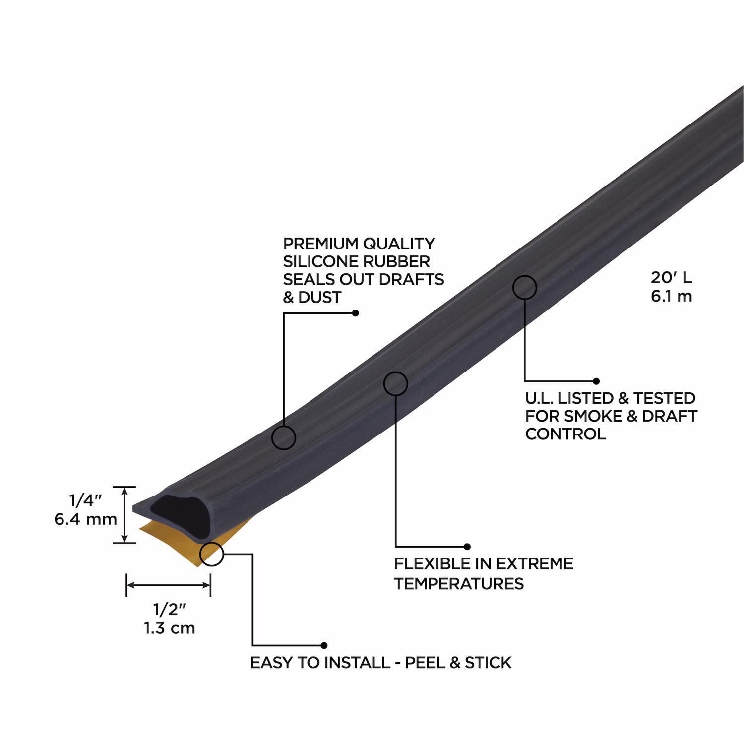 M-D Building Products Black Silicone Weatherstrip For Doors 240 in. L X 0.25 in.