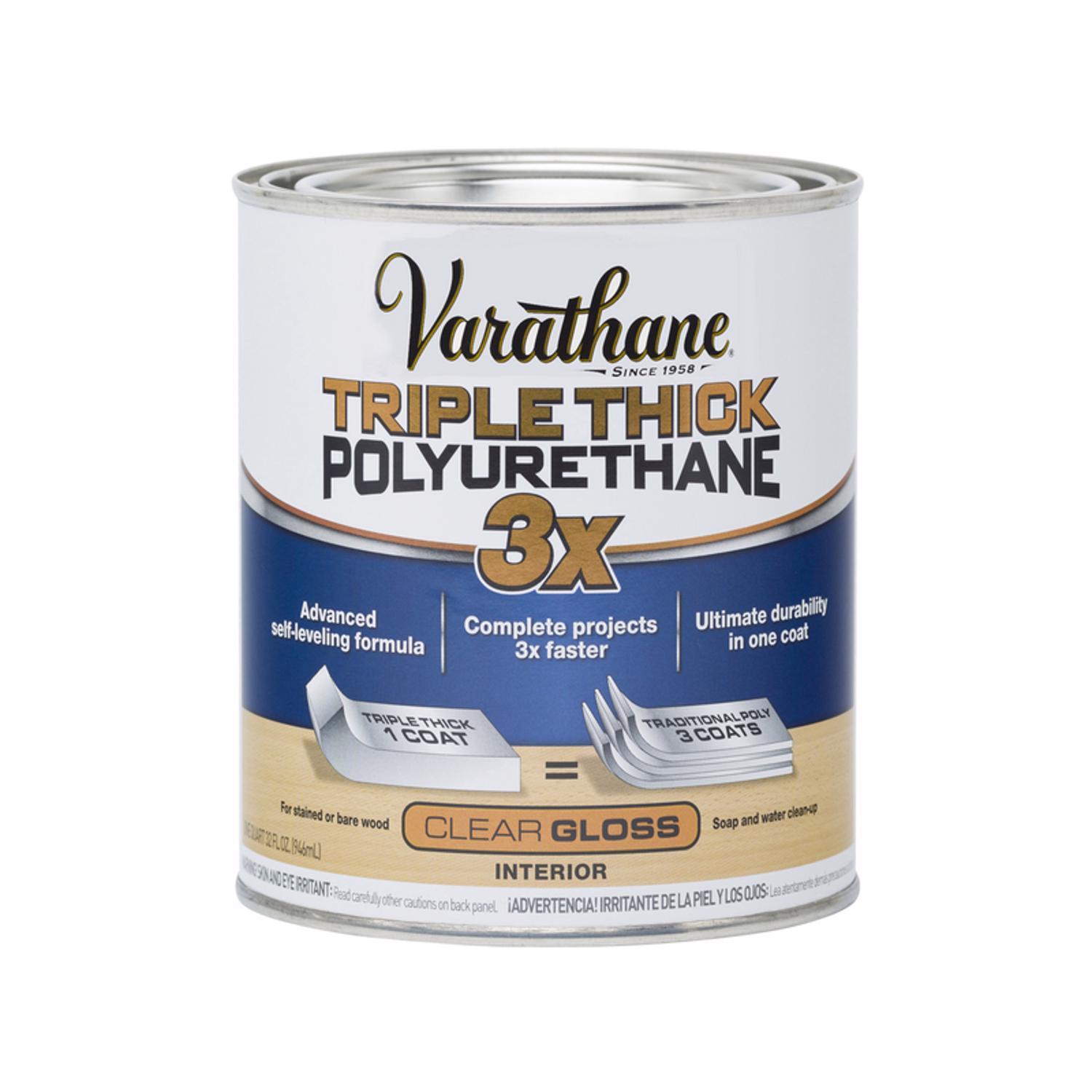 Varathane Gloss Clear Water-Based Triple Thick Polyurethane 1 qt