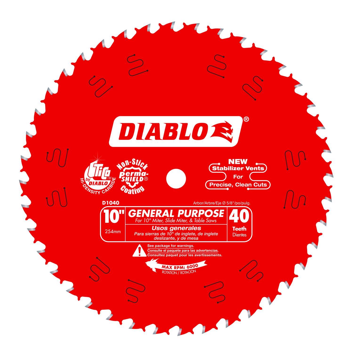 Diablo 10 in. D X 5/8 in. TiCo Hi-Density Carbide Circular Saw Blade 40 teeth 1 pk