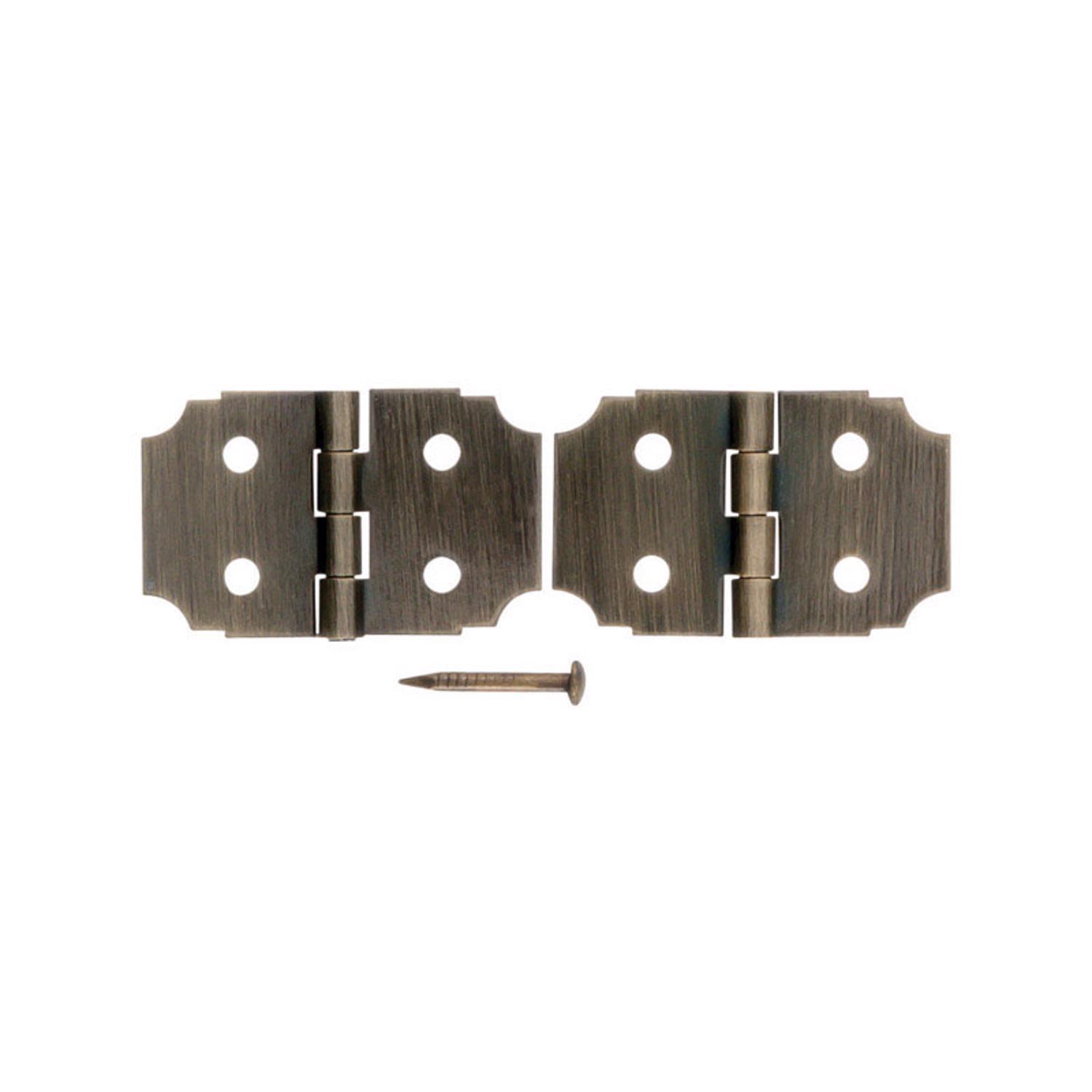 Ace 5/8 in. W X 1 in. L Antique Brass Brass Decorative Hinge 2 pk