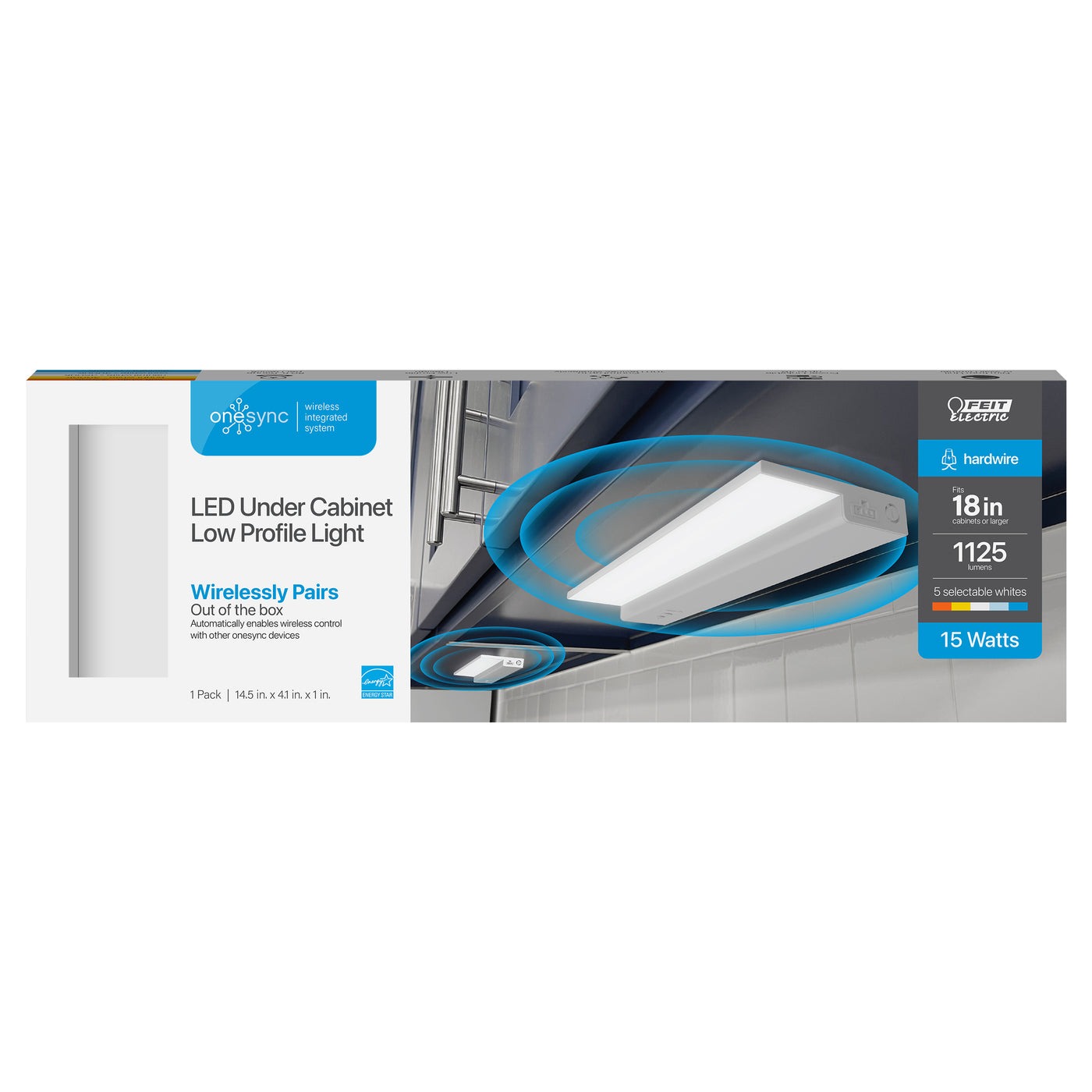 Feit Electric 18 in. CCT Selectable 2700K/3000K/3500K/4000K/5000K OneSync Undercabinet Flat Panel LED