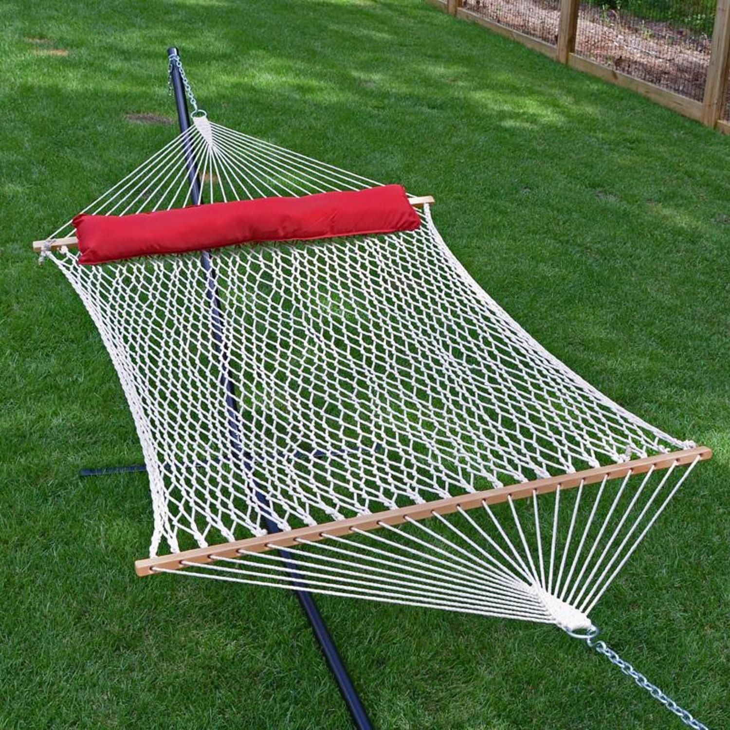 13 ft. Cotton Rope Hammock with Pillow stand