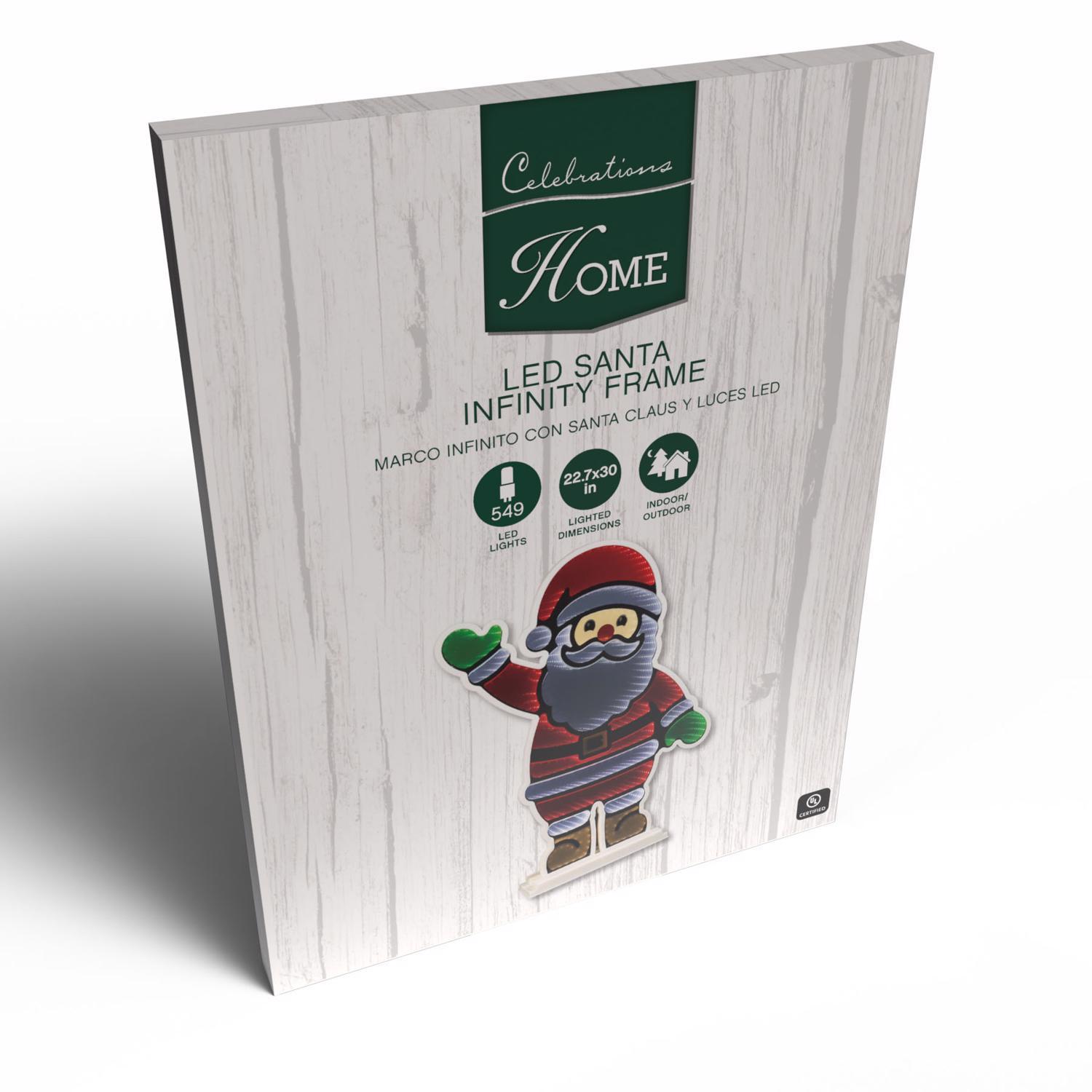 Celebrations LED Infinity Santa 30 in. Yard Decor