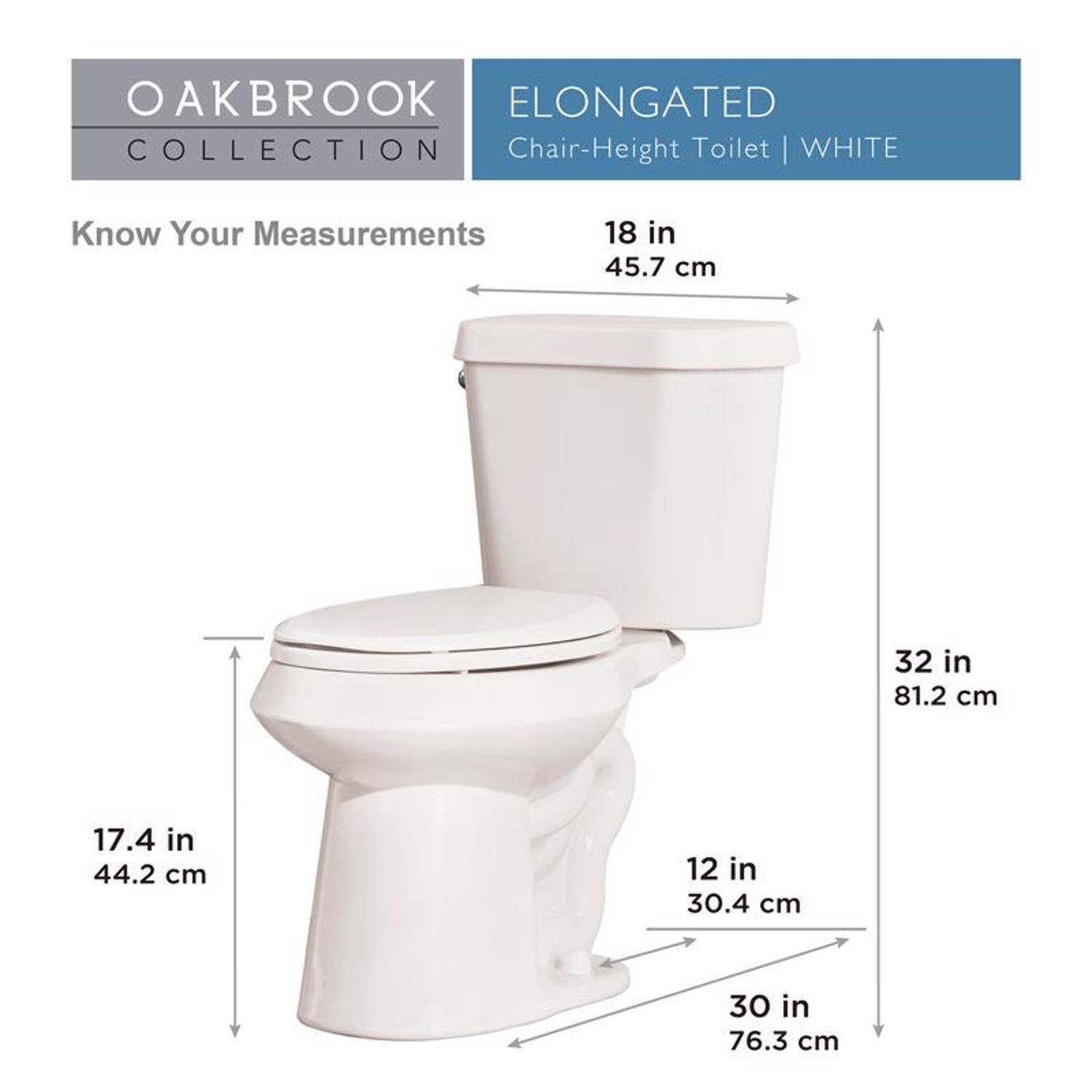 Oakbrook Collection ADA Compliant 1.28 gal White Elongated Complete Toilet Kit