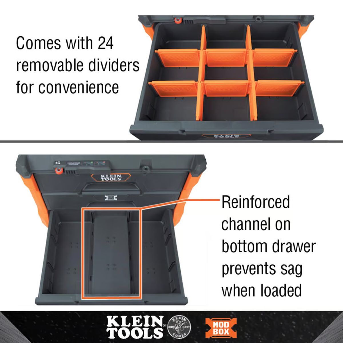 Klein Tools MODbox 22.3 in. Tool Box and Organizer Black