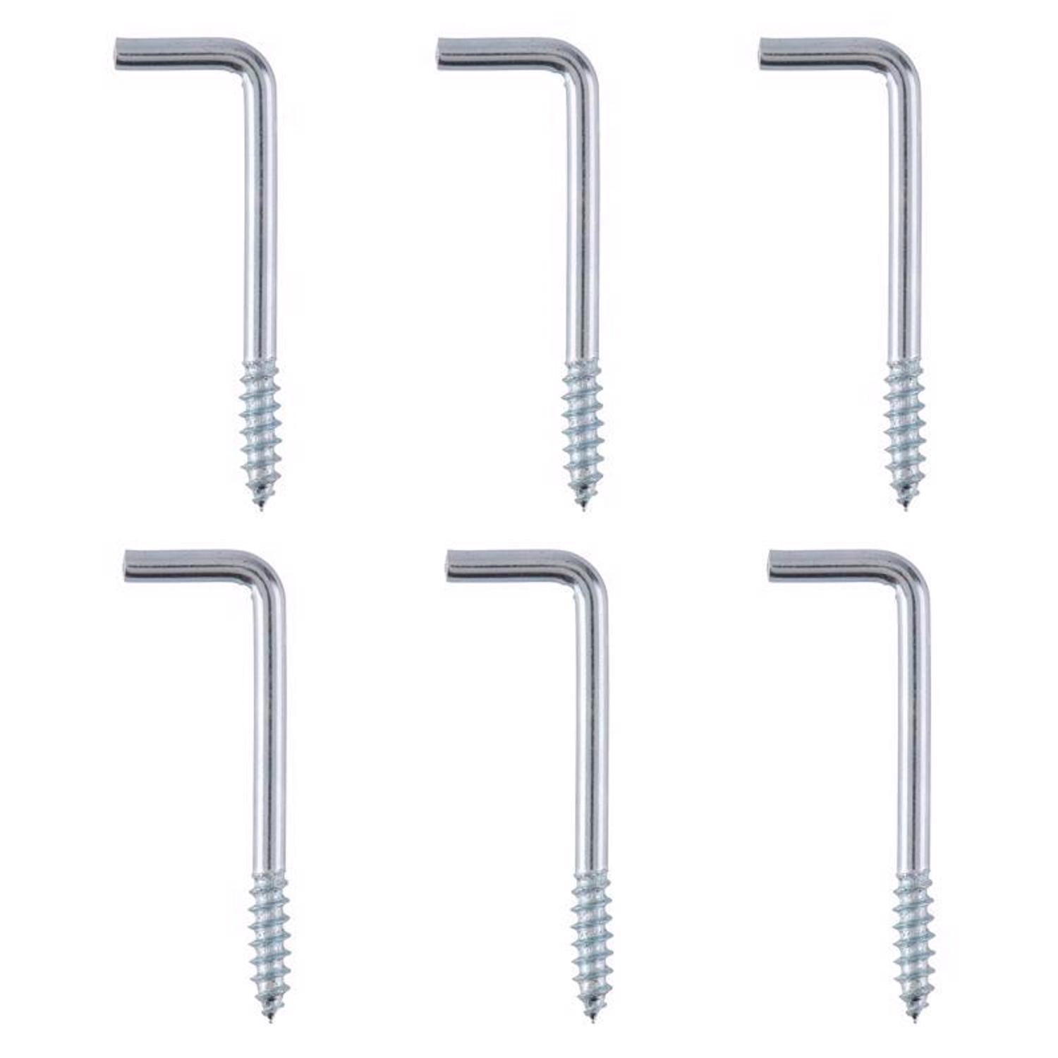 Ace Small Zinc-Plated Silver Steel 1.8125 in. L Square Bend Screw Hook 15 lb 6 pk