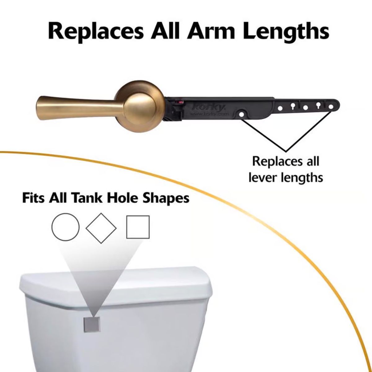 Korky Tank Lever Gold Brushed Plastic For Universal