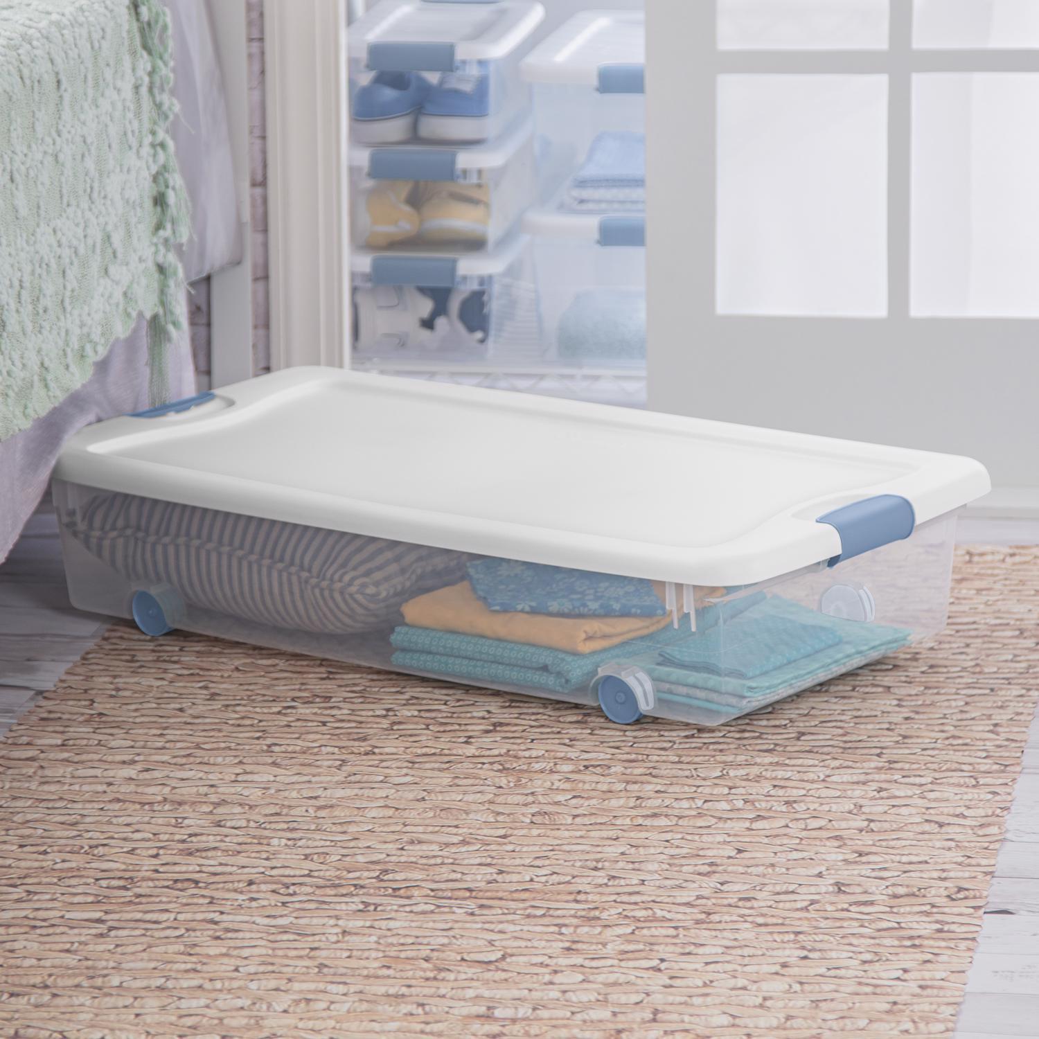 Sterilite 56 qt Clear/White Latch Storage Box 7 in. H X 33-7/8 in. W X 18-3/4 in. D Stackable