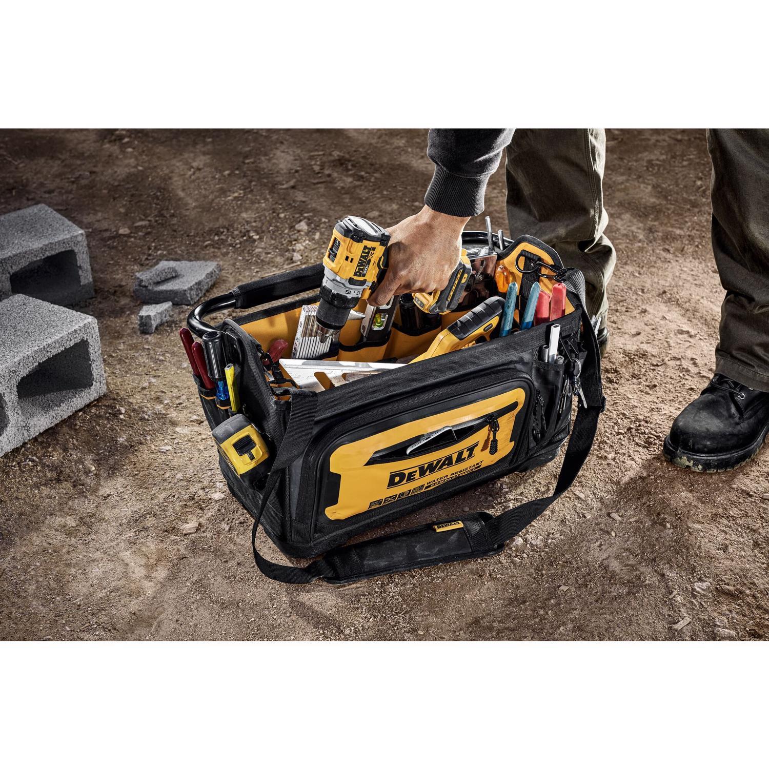 DEWALT Ballistic Nylon Open Top Tool Tote Tool Tote 36 pocket Black/Yellow 1 pc