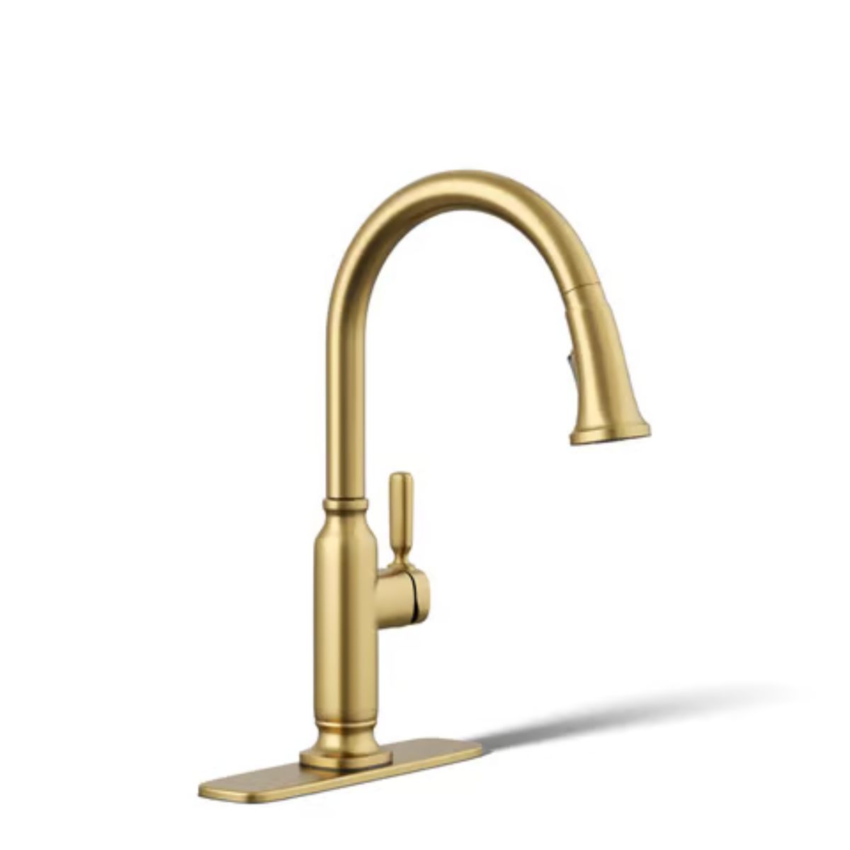 Kohler Ackley One Handle Vibrant Brushed Moderne Brass Pull-Down Kitchen Faucet