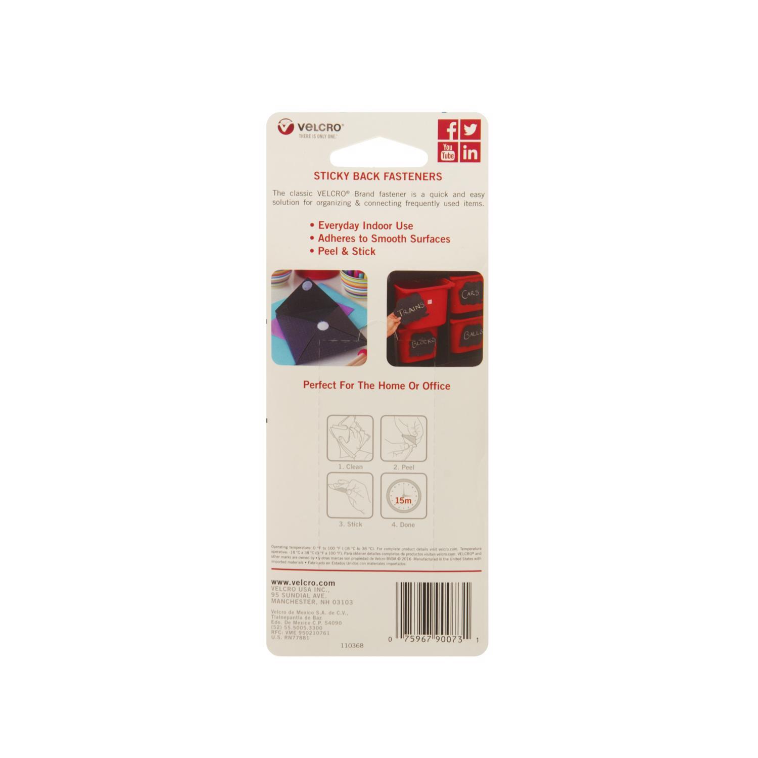 VELCRO Brand Sticky Back Small Nylon Hook and Loop Fastener 7/8 in. L 12 pk