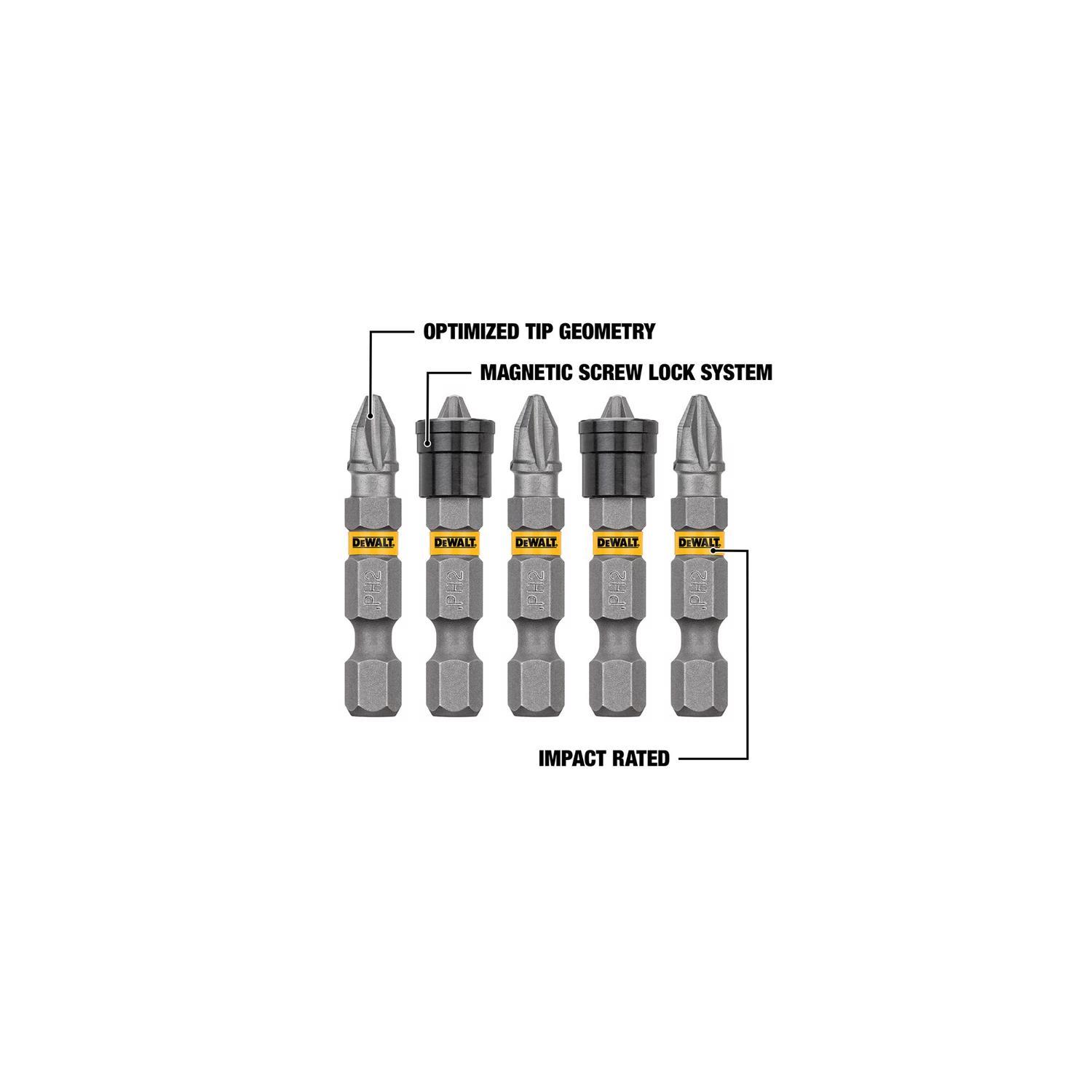 DEWALT Max Fit Phillips #2 X 1.5 in. L Screwdriver Bit Set Steel 5 pk