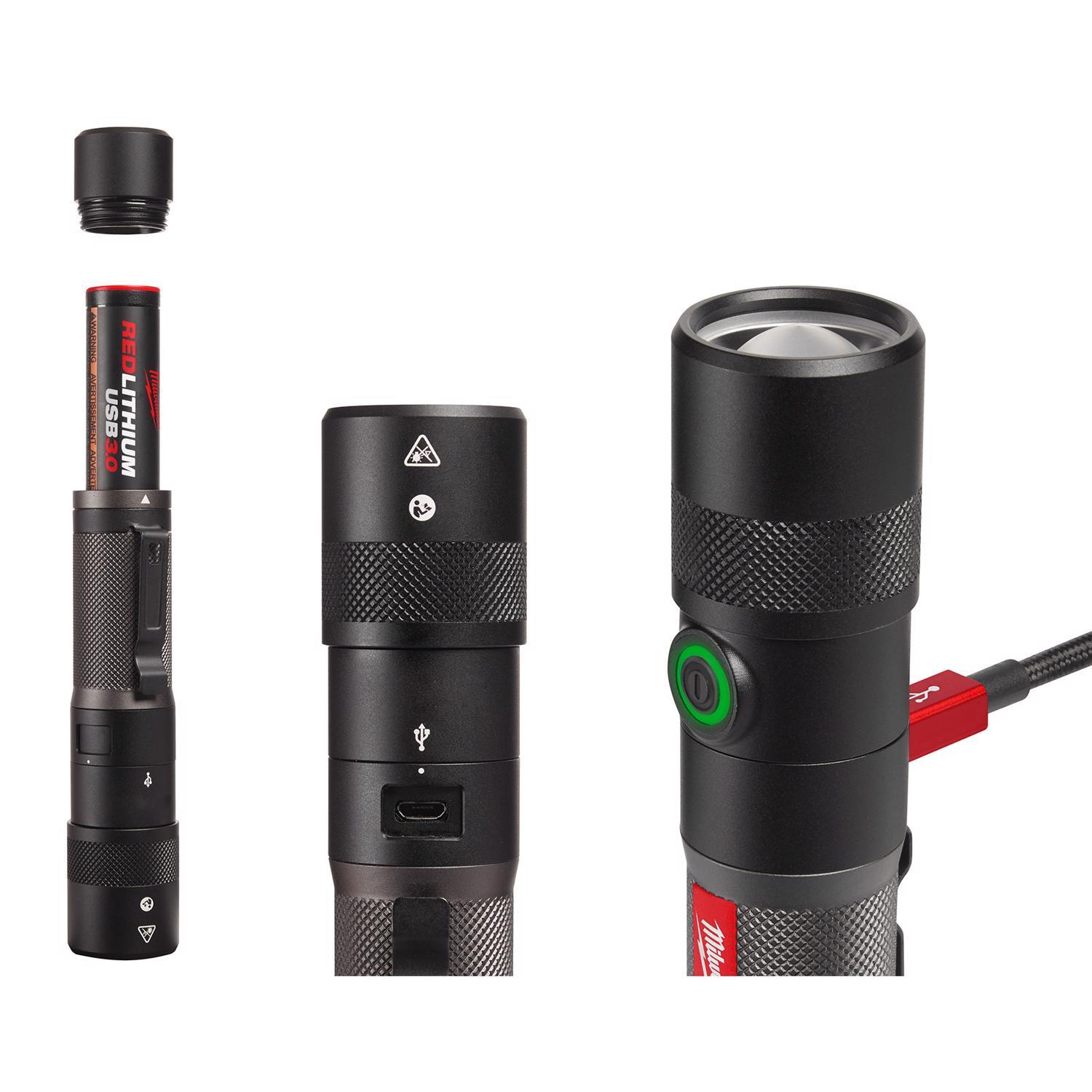 Milwaukee Redlithium 1100 lm Black LED Rechargeable Twist Flashlight