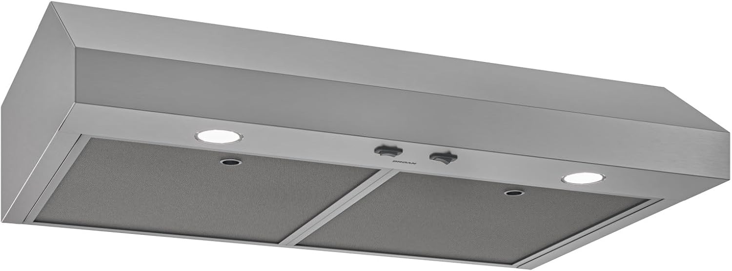 Broan-NuTone 30-in. Stainless Steel Under Cabinet Range Hood- Trusted Quiet Power with 350 CFM, 1.5 Sones for Effective Everyday Kitchen