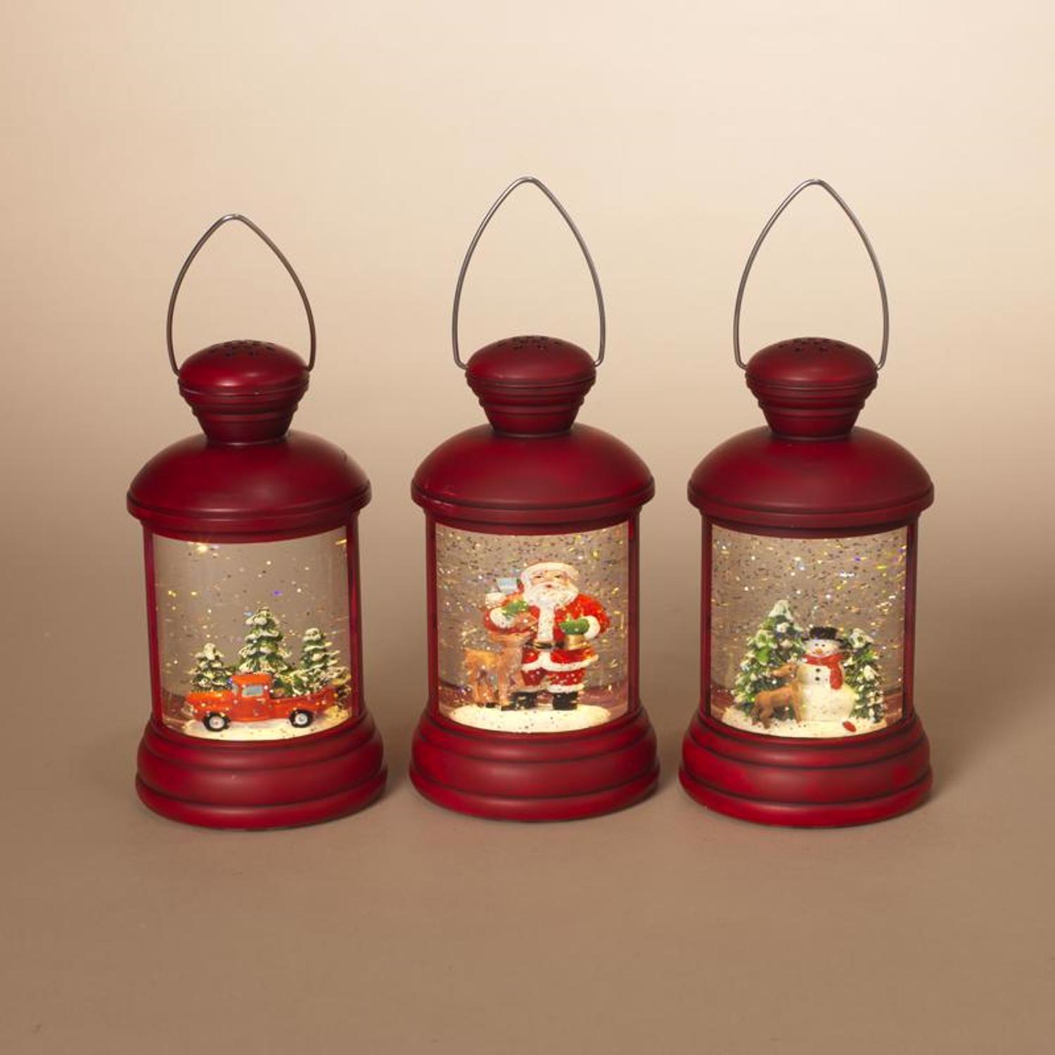 Gerson Red Spinning Lantern Snowglobe 7.4 in.