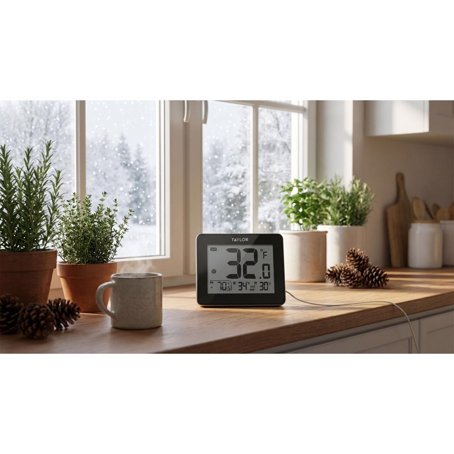 Taylor Digital Thermometer Plastic Black 3.15 in.