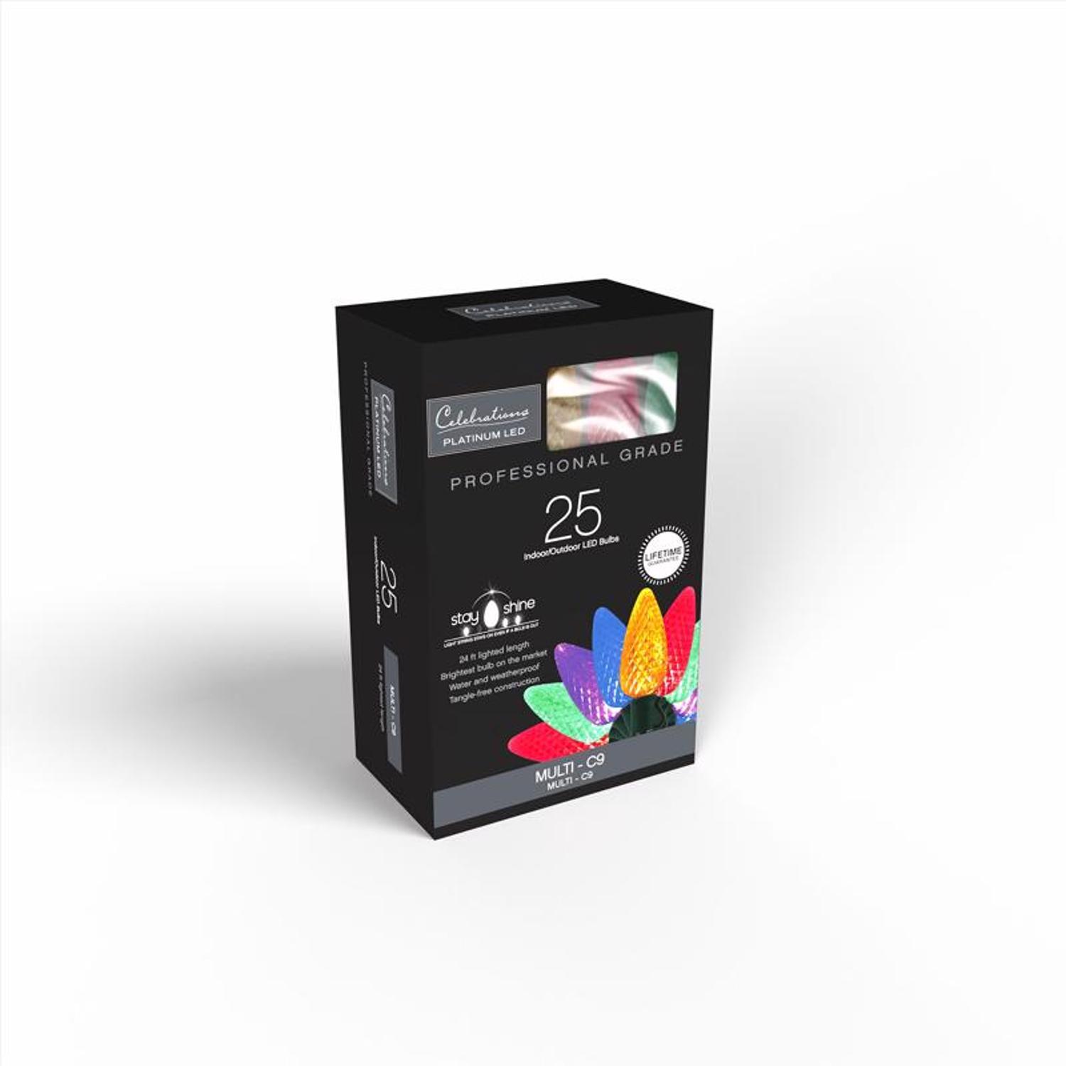 Celebrations Platinum LED C9 Multicolored 25 ct String Christmas Lights 25 ft.