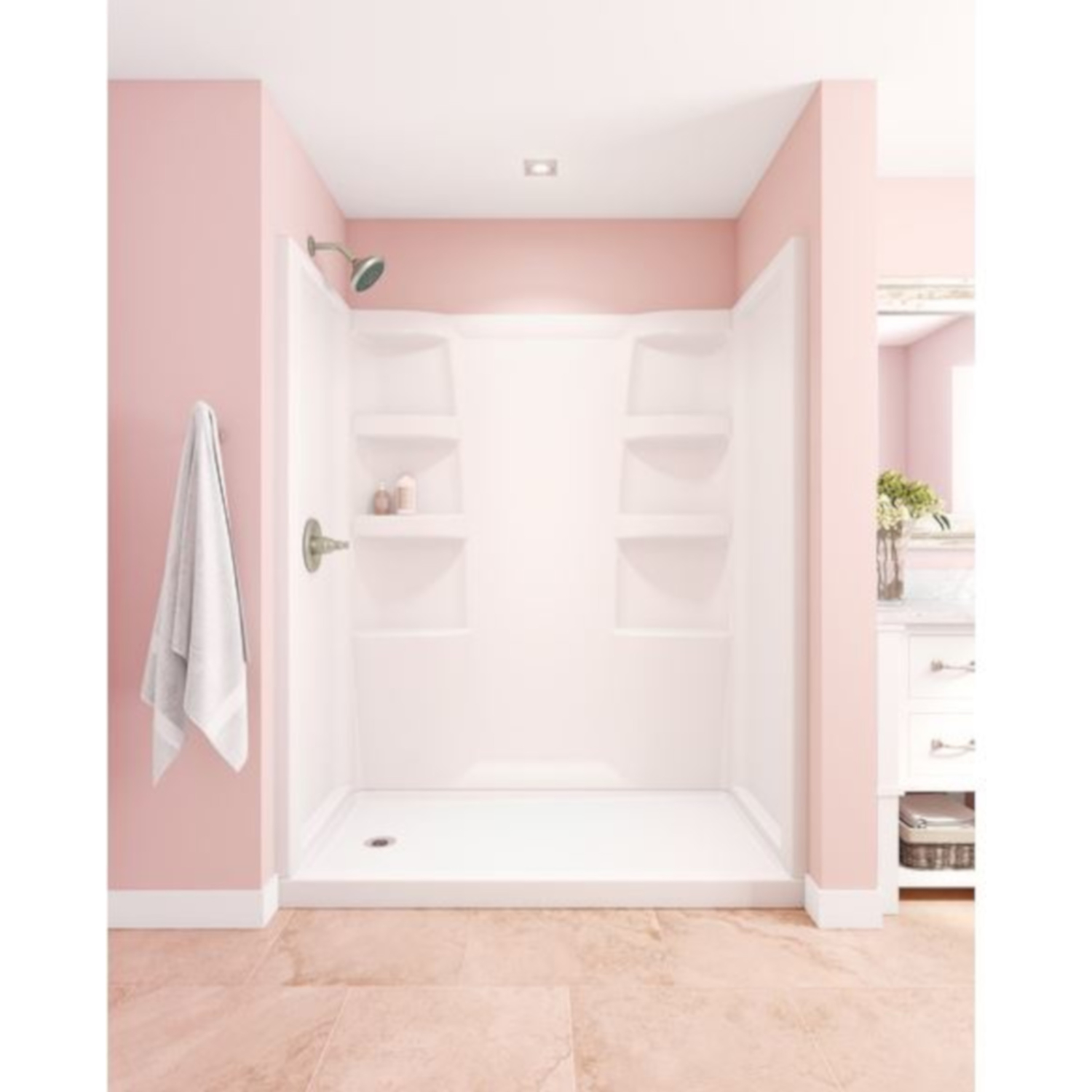 Delta Hycroft 4.5 in. H X 32 in. W X 60 in. L White Shower Base Stine