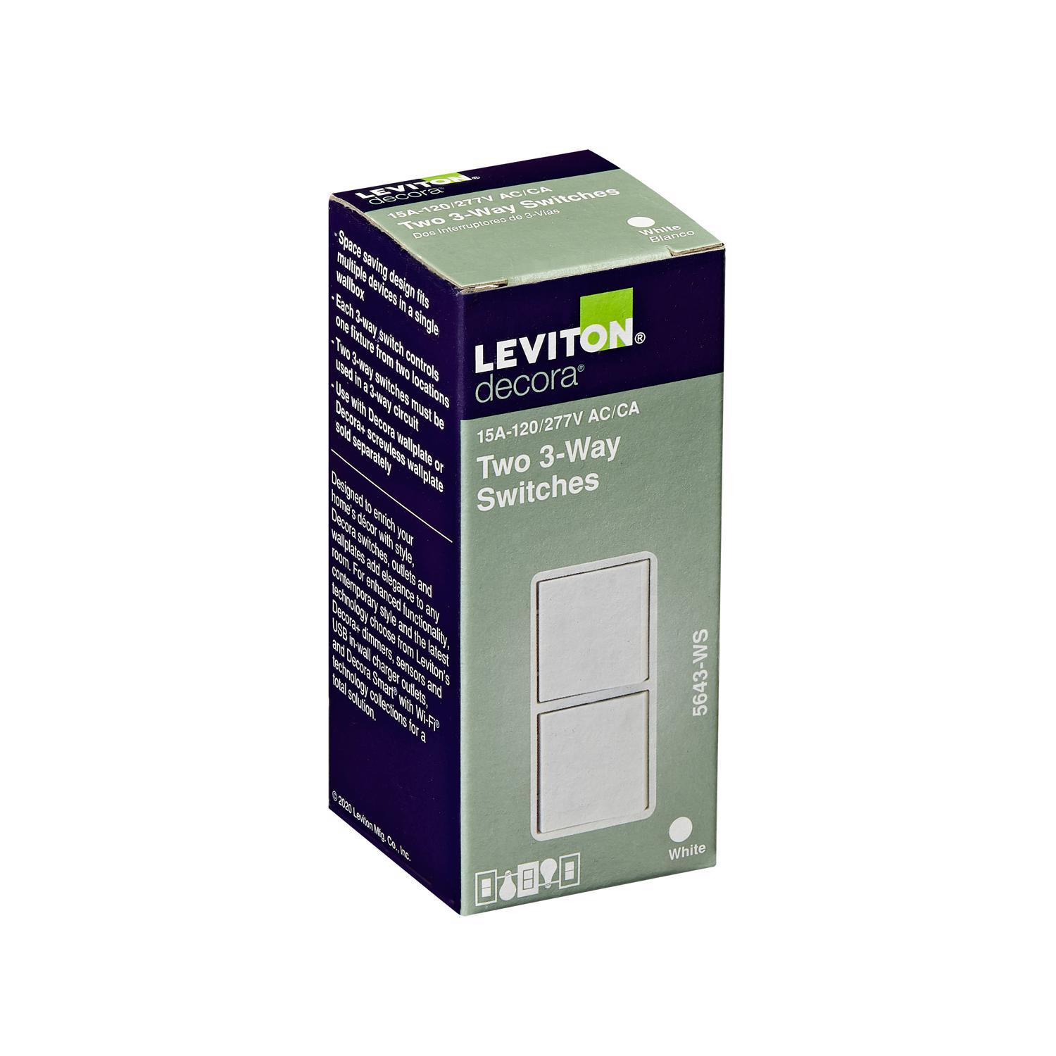 Leviton Decora 15 amps 3-Way Rocker Switch White 1 pk