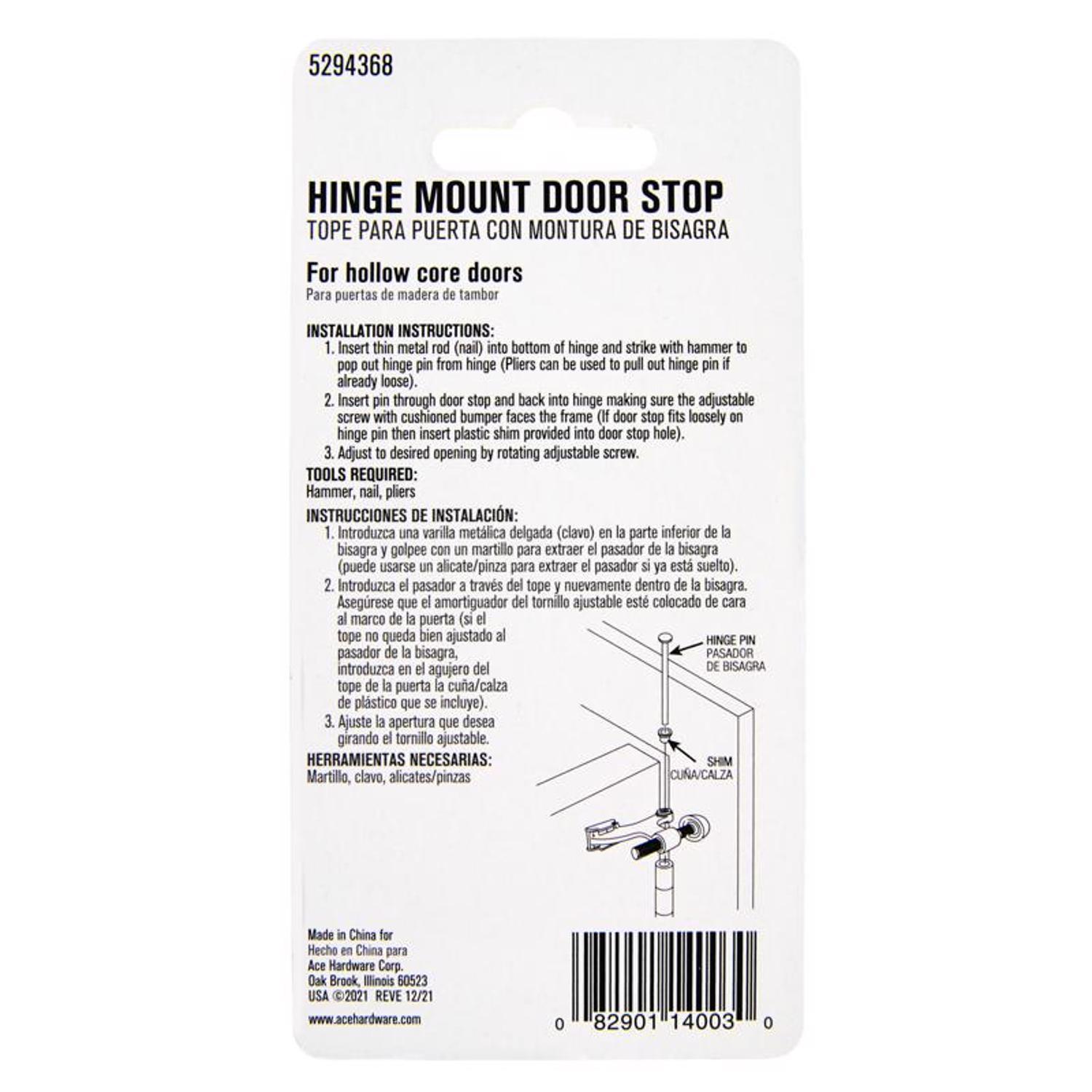 Ace Metal Bright Gold Hinge Pin Door Stop Mounts to door 0 in.