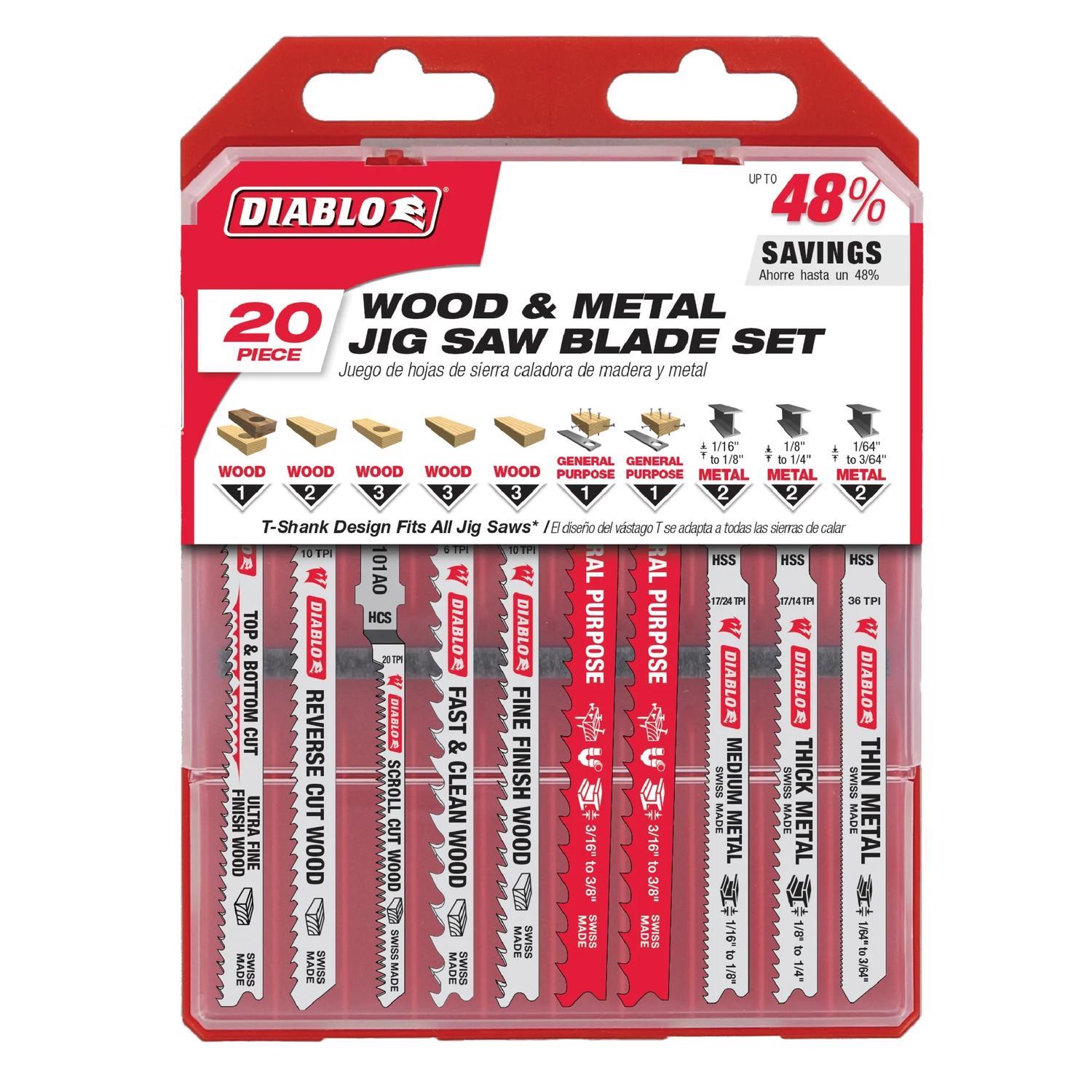 Diablo 0 in. T-Shank Fiber Cement & Plaster Jig Saw Blade Set 20 pc