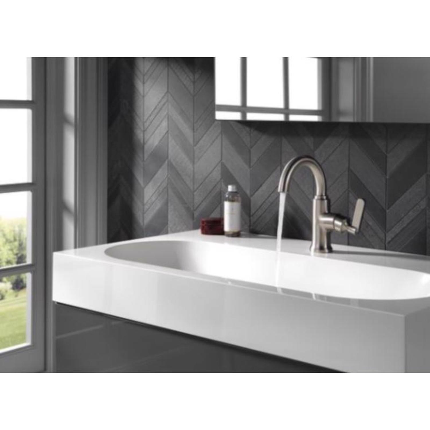 Delta Alux Brushed Nickel Pop-up Bathroom Sink Faucet 4 in.