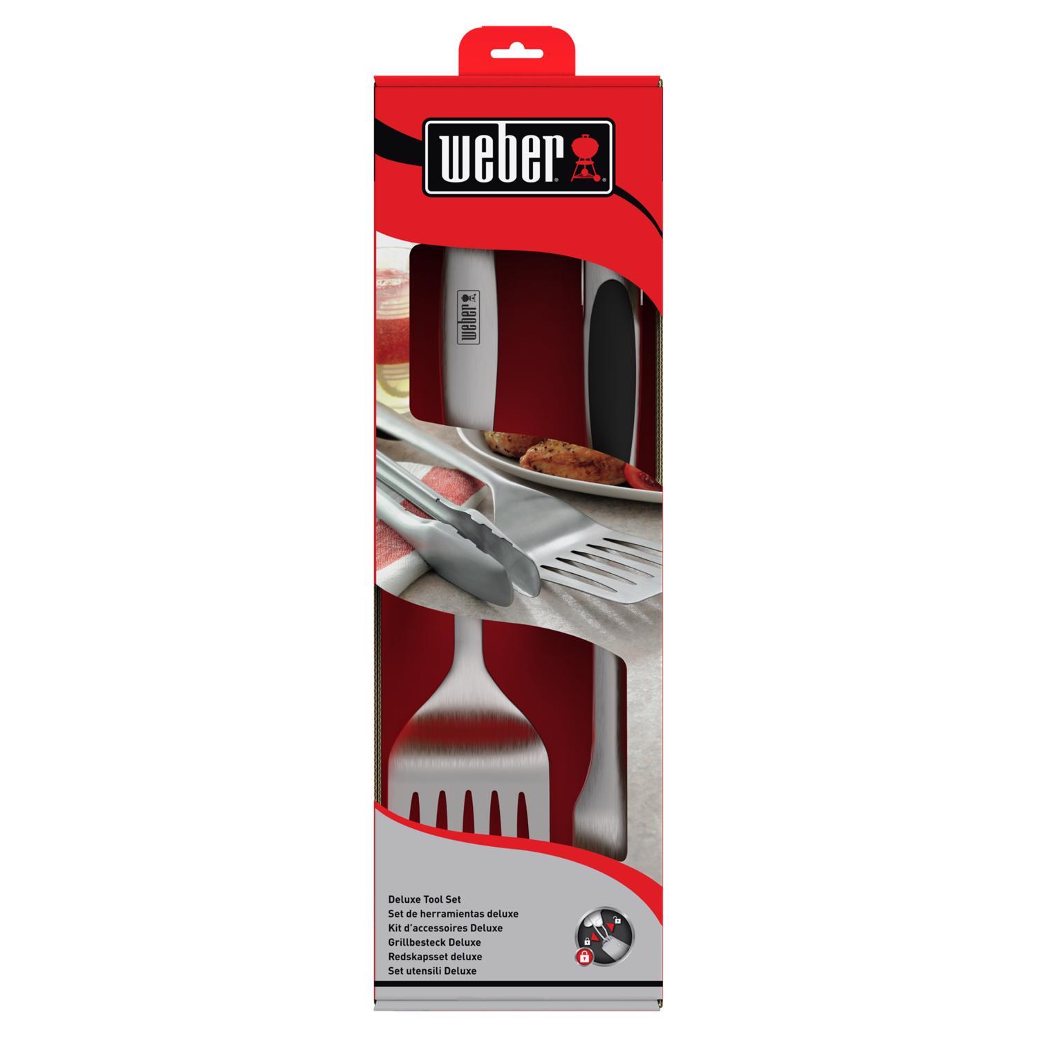 Weber Deluxe Stainless Steel Black/Silver Grill Tool Set 2 pc