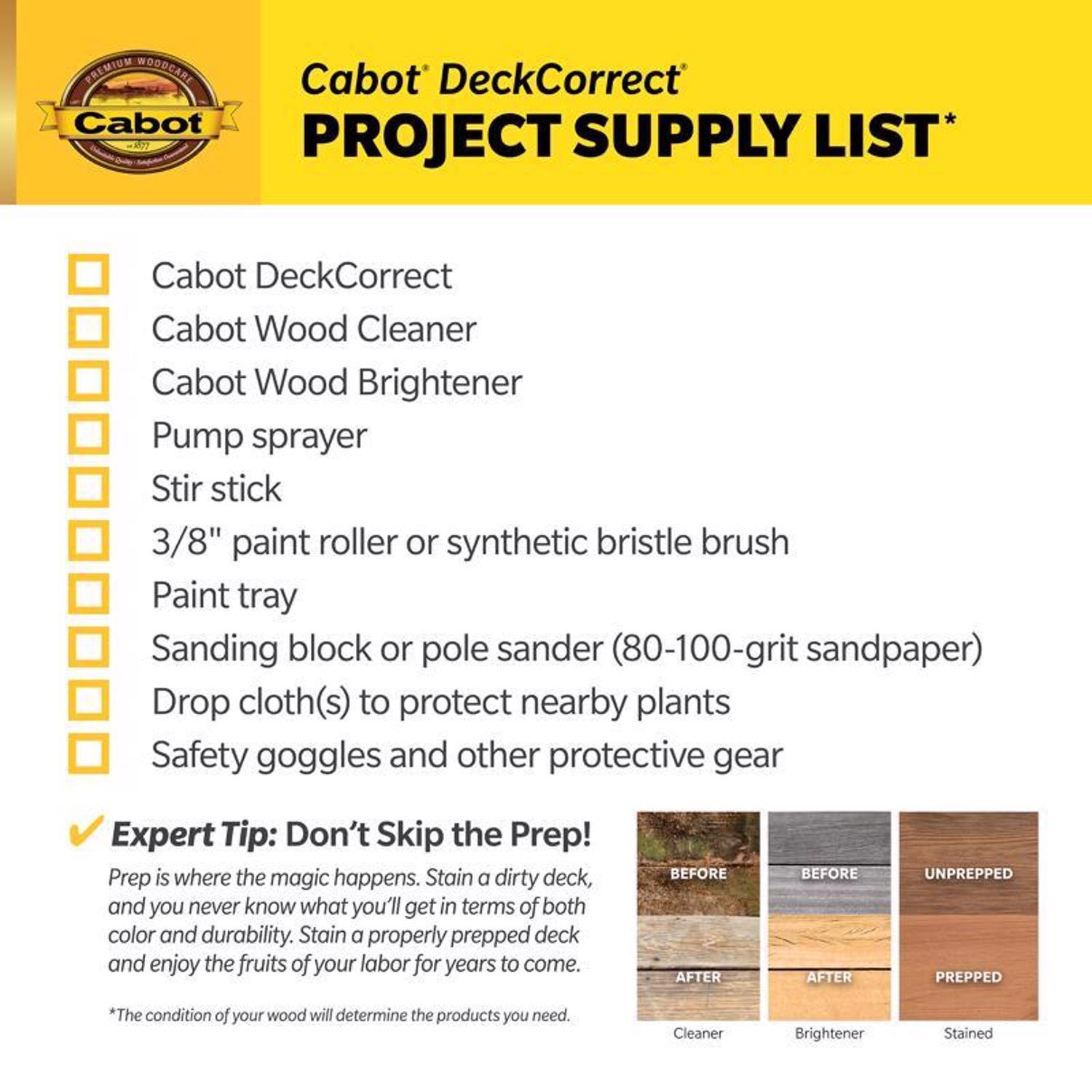 Cabot DeckCorrect Solid Tintable Tint Base Acrylic Deck Resurfacer 1 gal