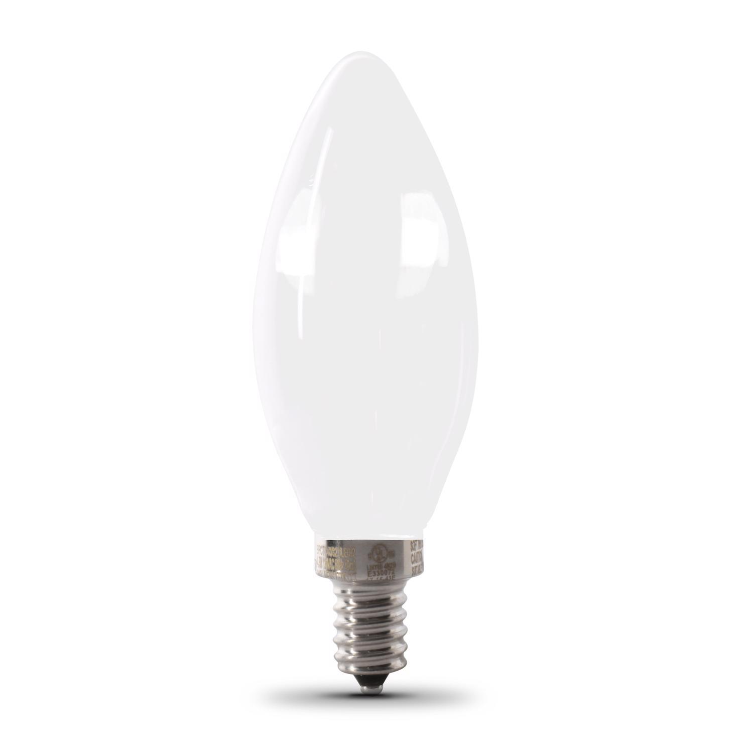 Feit Enhance Blunt Tip E12 (Candelabra) Filament LED Bulb Daylight 60 Watt Equivalence 2 pk