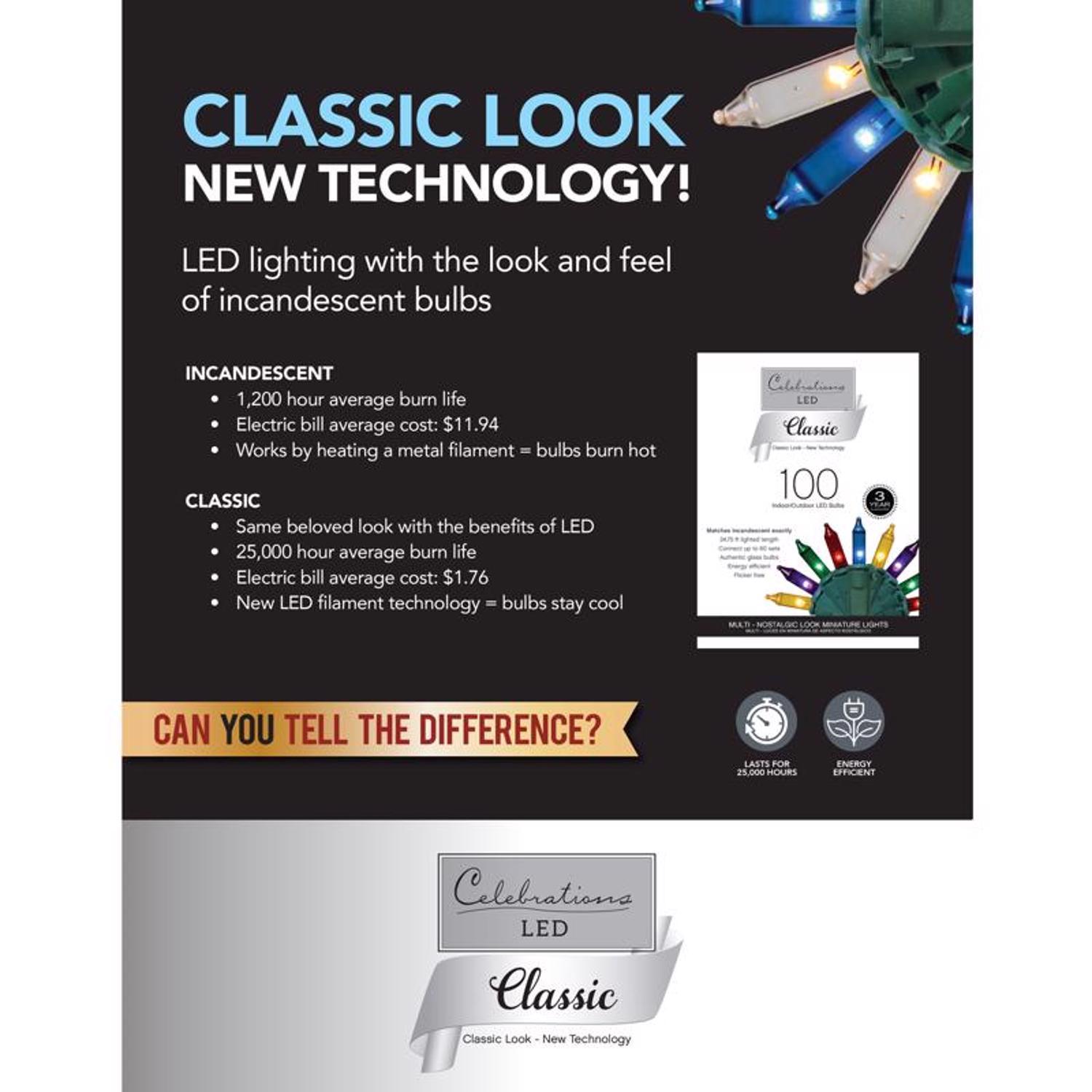 Celebrations Classic LED C6 Multicolored 300 ct String Christmas Lights 74.5 ft.