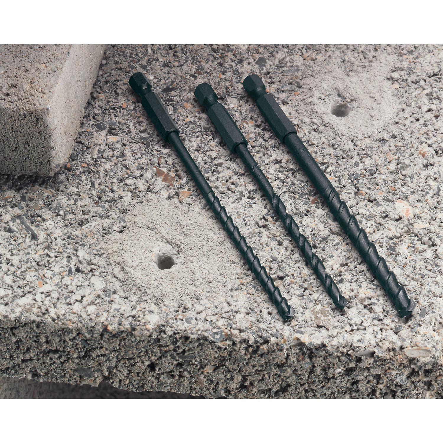 DEWALT Rapid Load Carbide Tipped Masonry Drill Bit Set Hex Shank 3 pc