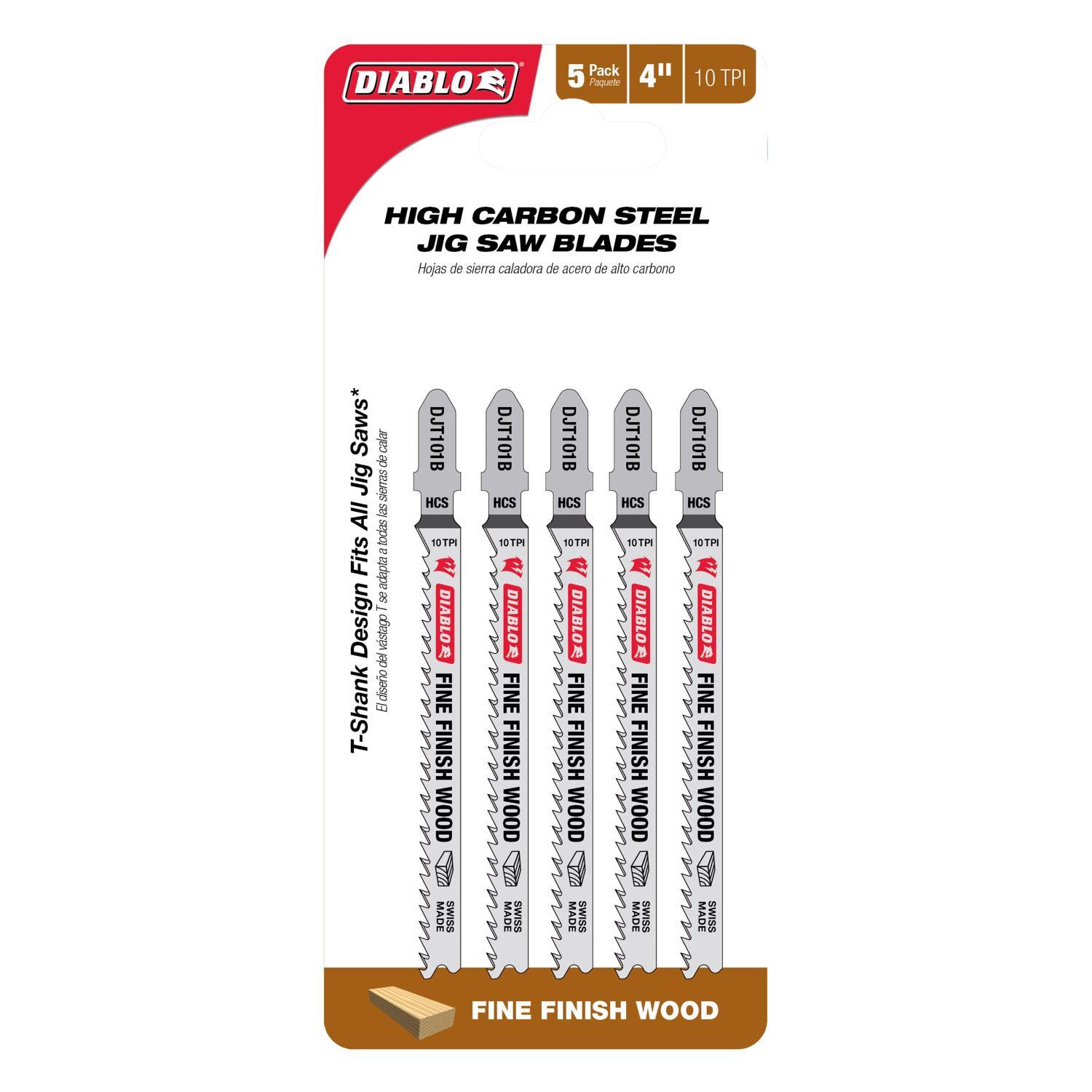 Diablo 4 in. High Carbon Steel T-Shank Fine Finish Wood Jig Saw Blade 10 TPI 5 pk