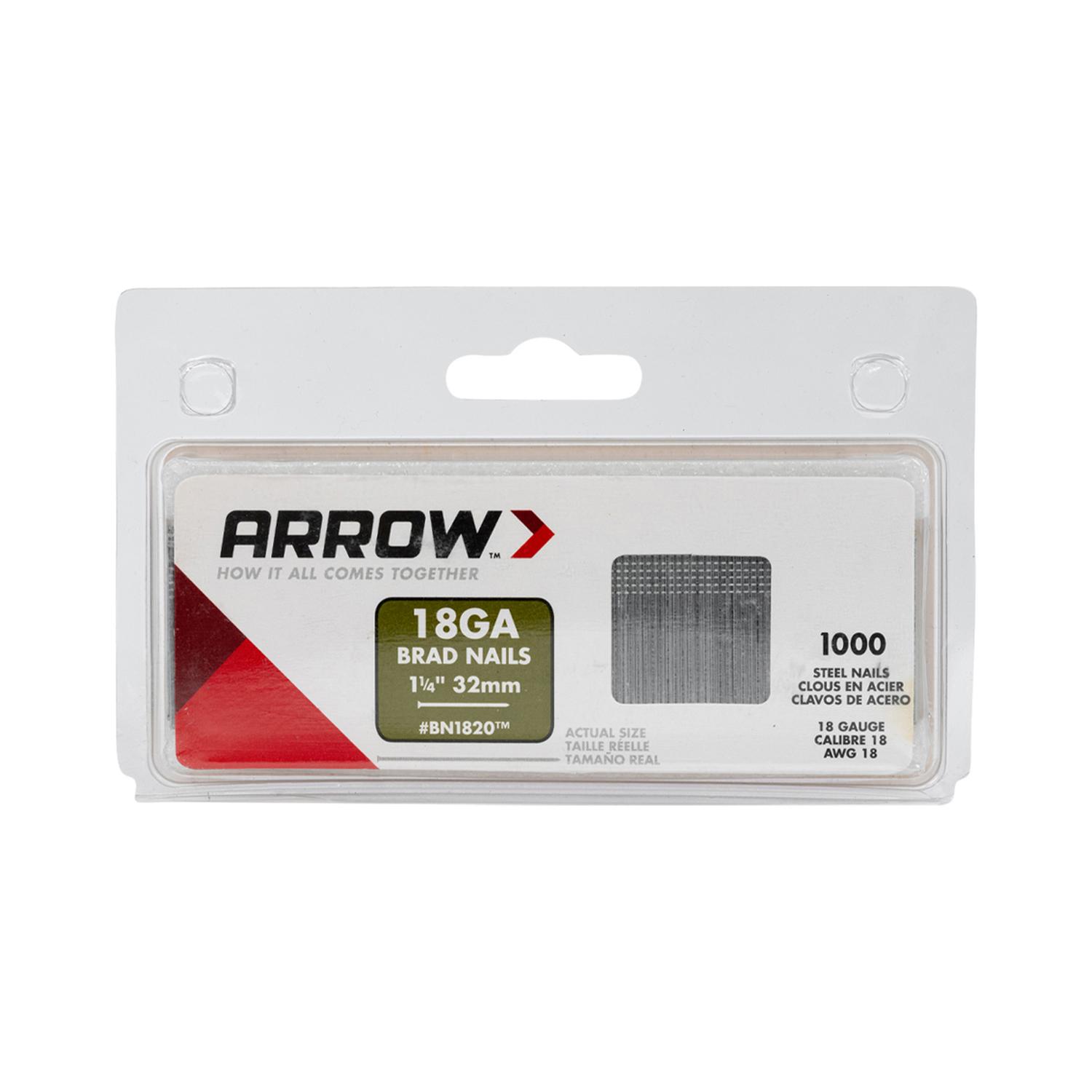 Arrow BN18 18 Ga. X 1-1/4 in. L Galvanized Steel Brad Nails 1000 pk 0.65 lb