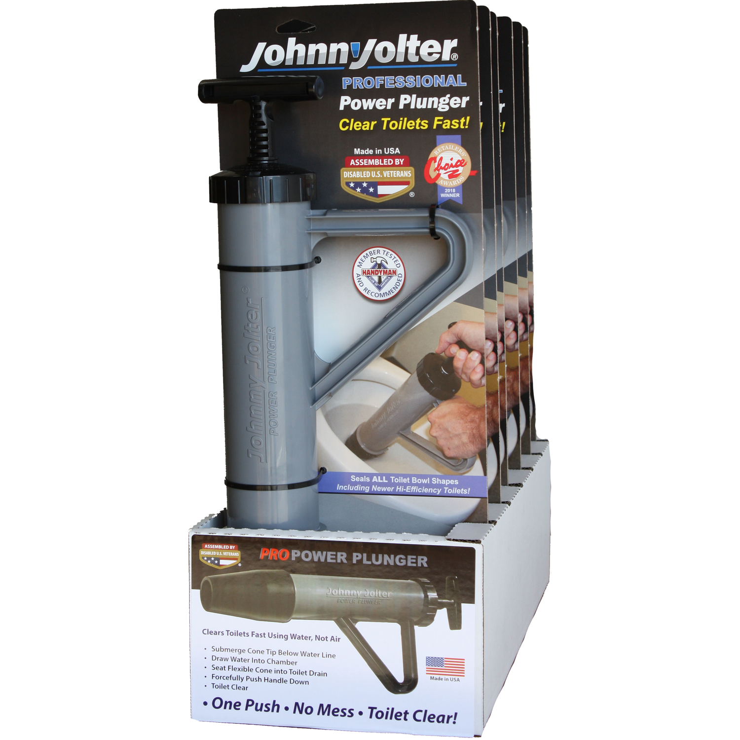 Johnny Jolter PRO Power Plunger Toilet Plunger 18 in. L X 4 in. D