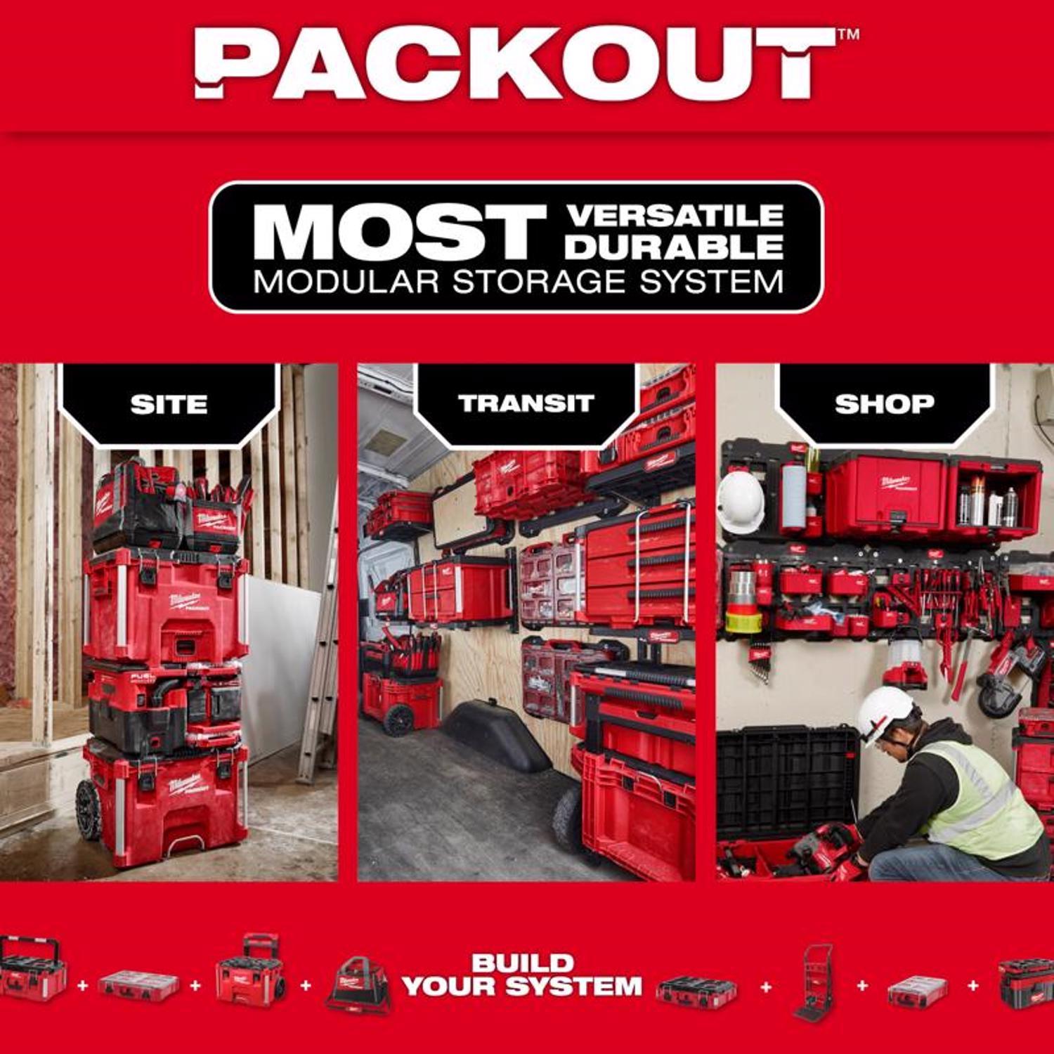 Milwaukee Packout Shop Storage Garage Organizer Large Parts Bin Set Red