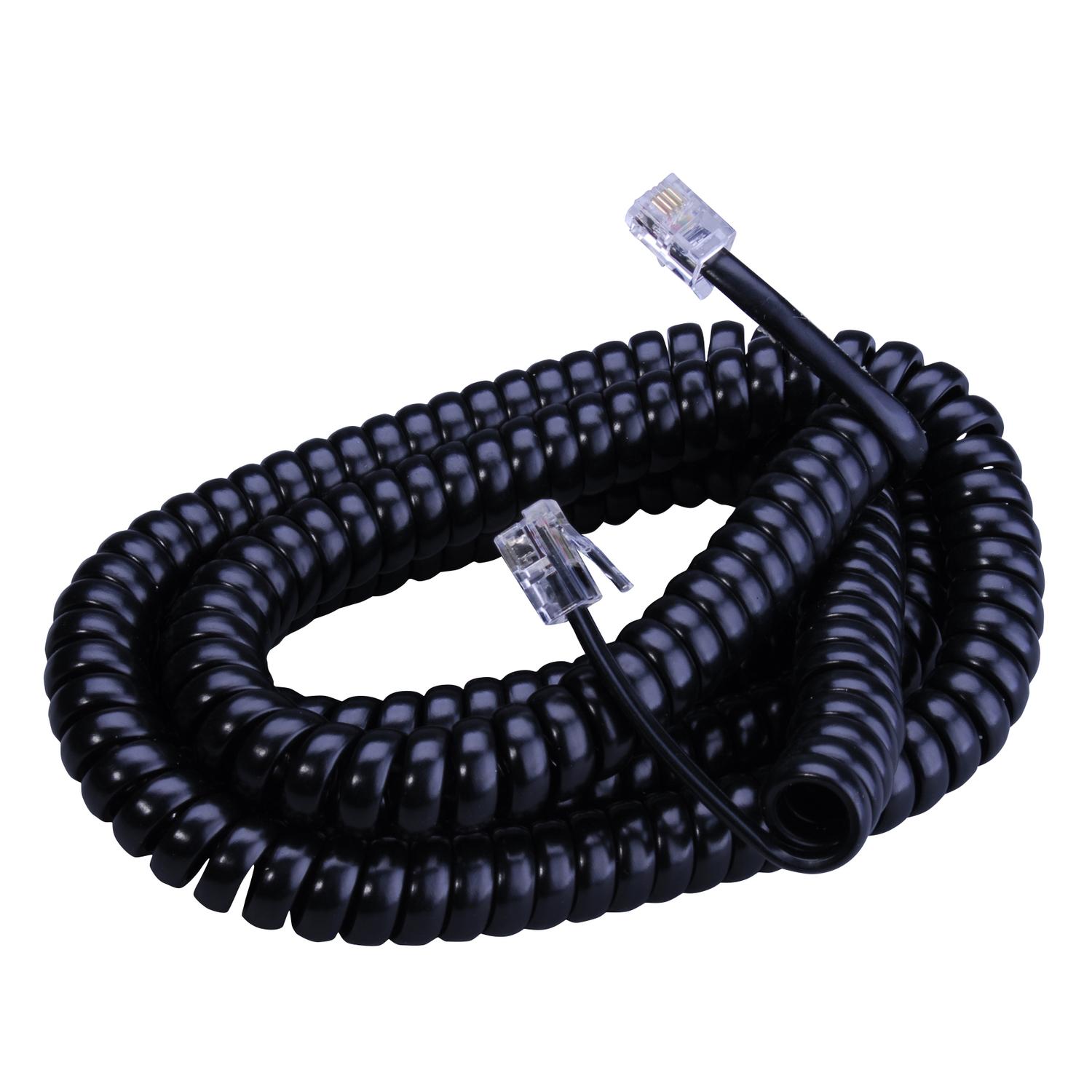 Monster Just Hook It Up 12 ft. L Black Telephone Handset Coil Cord