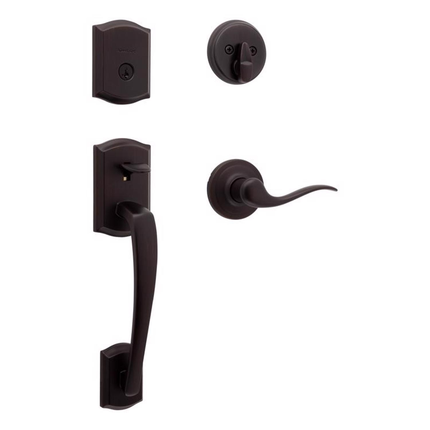 Kwikset Prescott Venetian Bronze Entry Handleset 1-3/4 in.