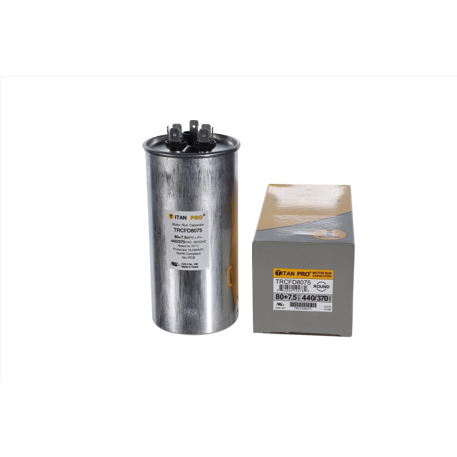 Titan Pro 80+7.5 MFD 440 V Round Run Capacitor