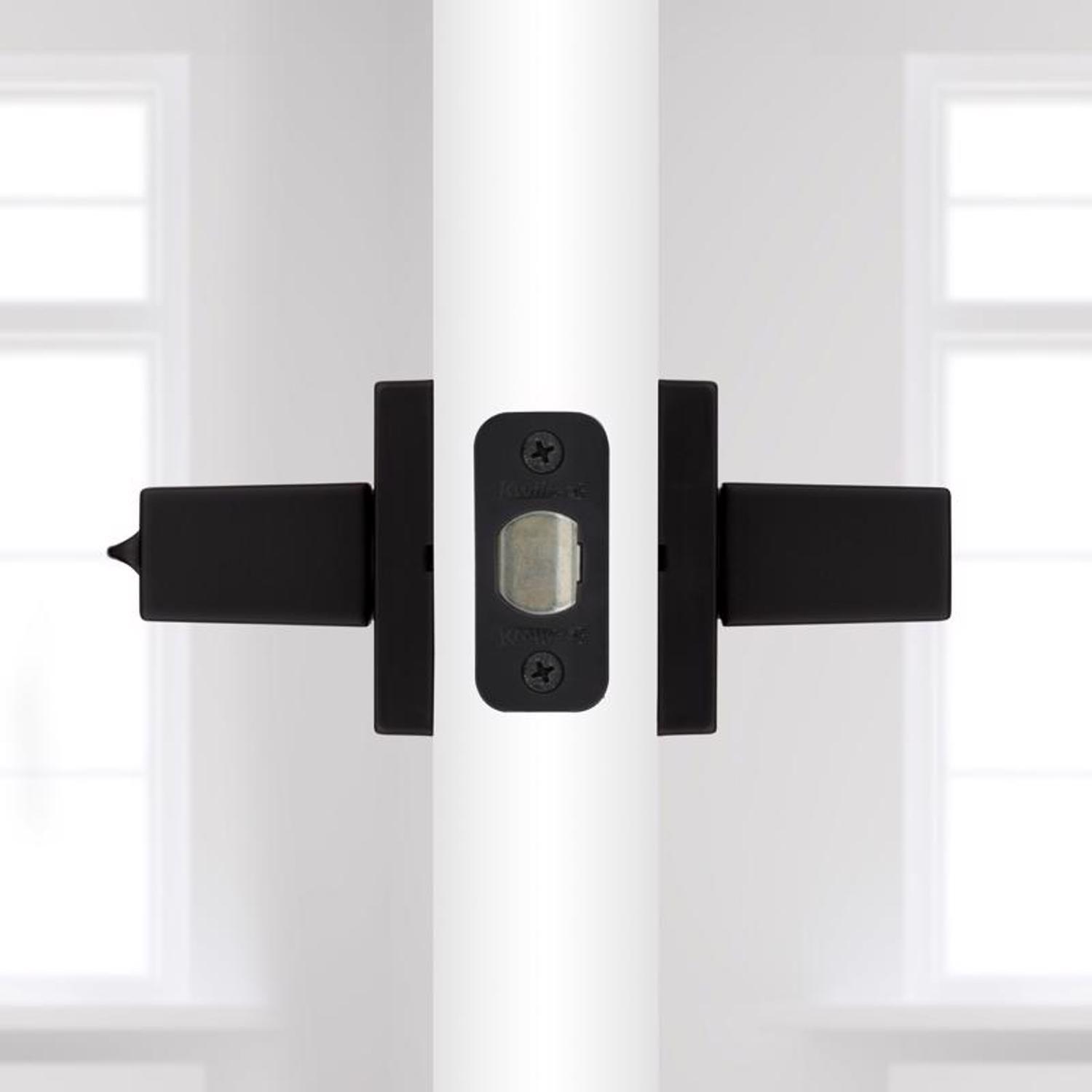Kwikset Singapore Contemporary Matte Black Entry Door Knob 1-3/4 in.