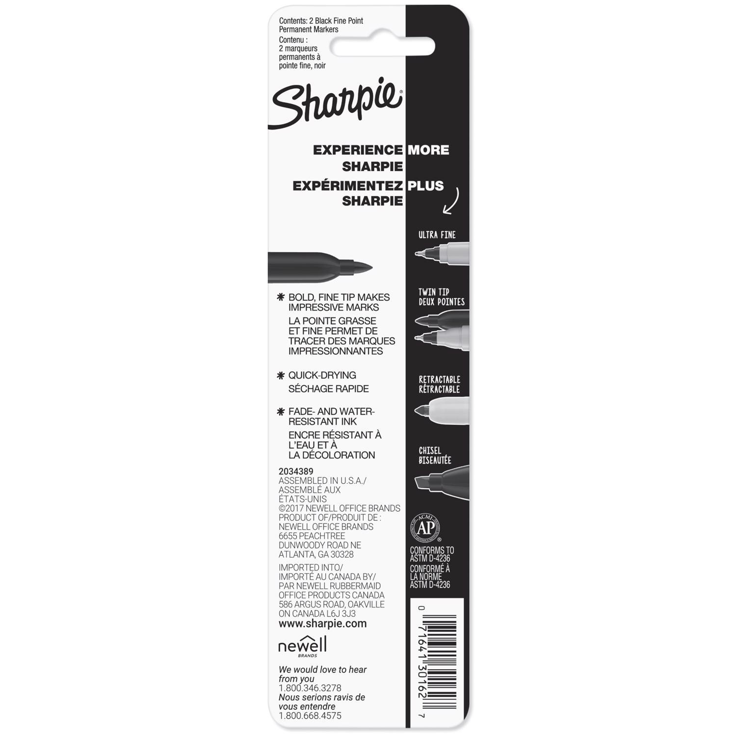 Sharpie Black Fine Tip Permanent Marker 2 pk