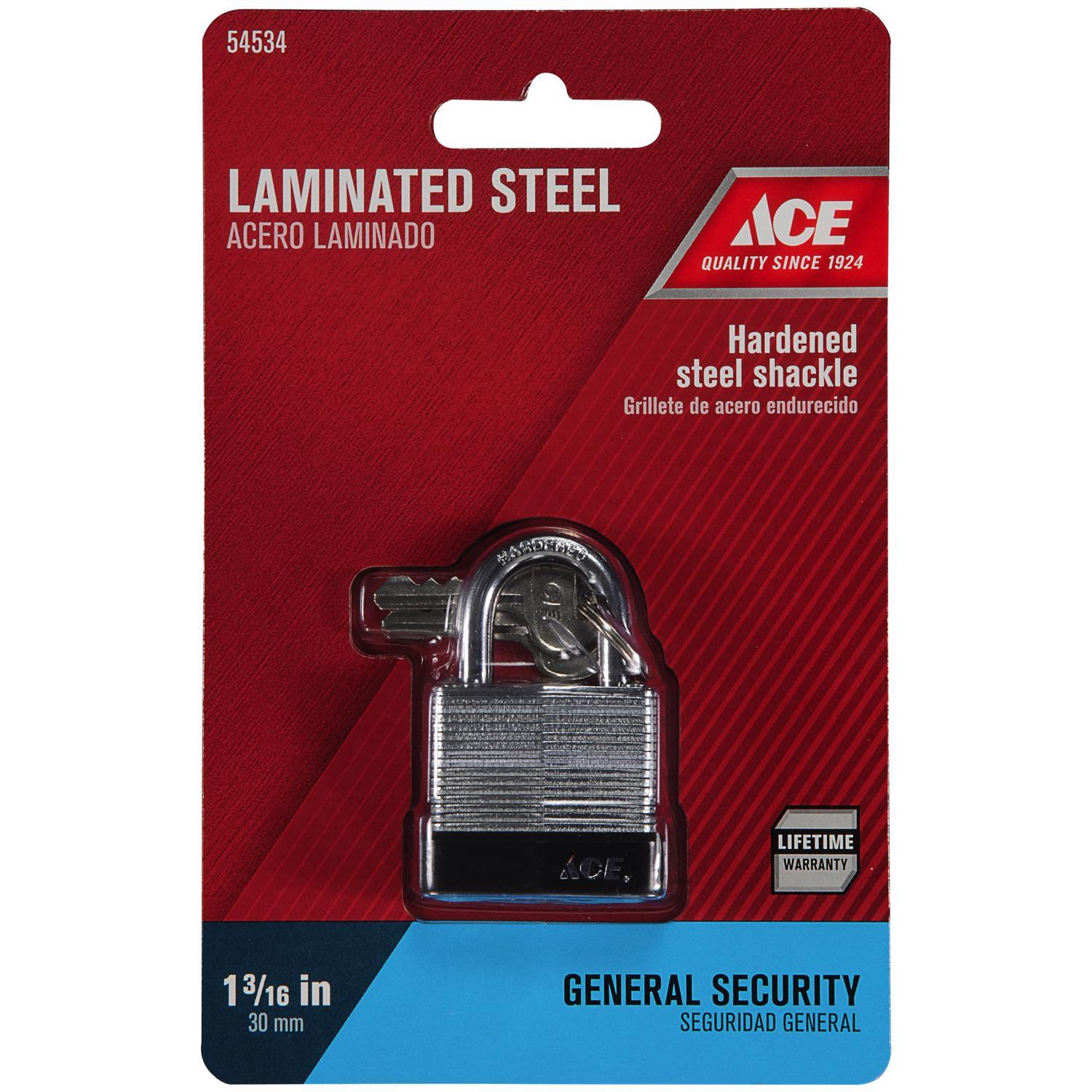 Ace 1-1/16 in. H X 1-3/16 in. W X 11/16 in. L Laminated Steel Pin Tumbler Padlock