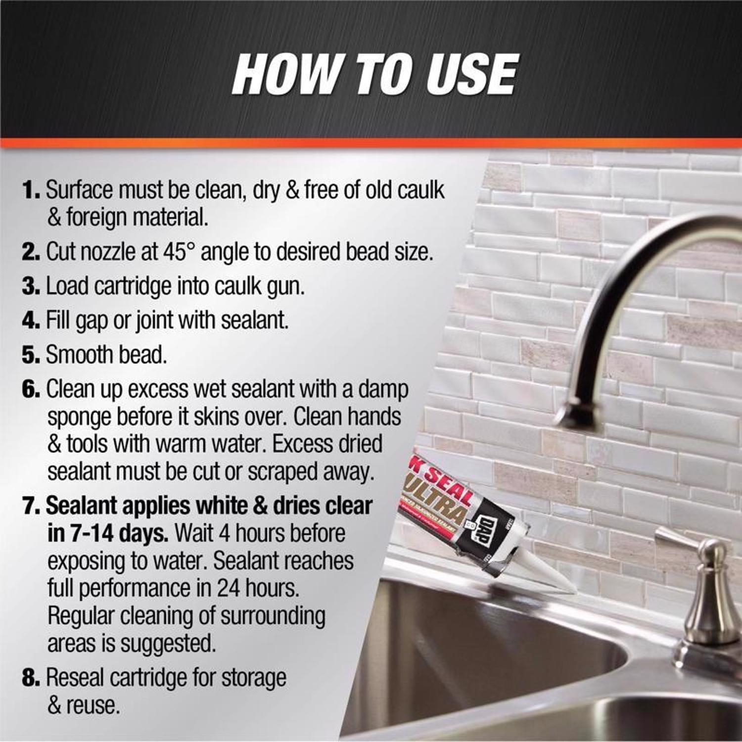 DAP Kwik Seal Ultra Clear Siliconized Acrylic Kitchen and Bath Sealant 10.1 oz