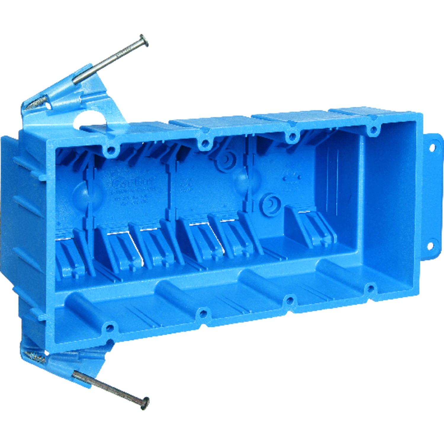 Carlon 64 cu in Rectangle Thermoplastic 4 gang Electrical Box Blue