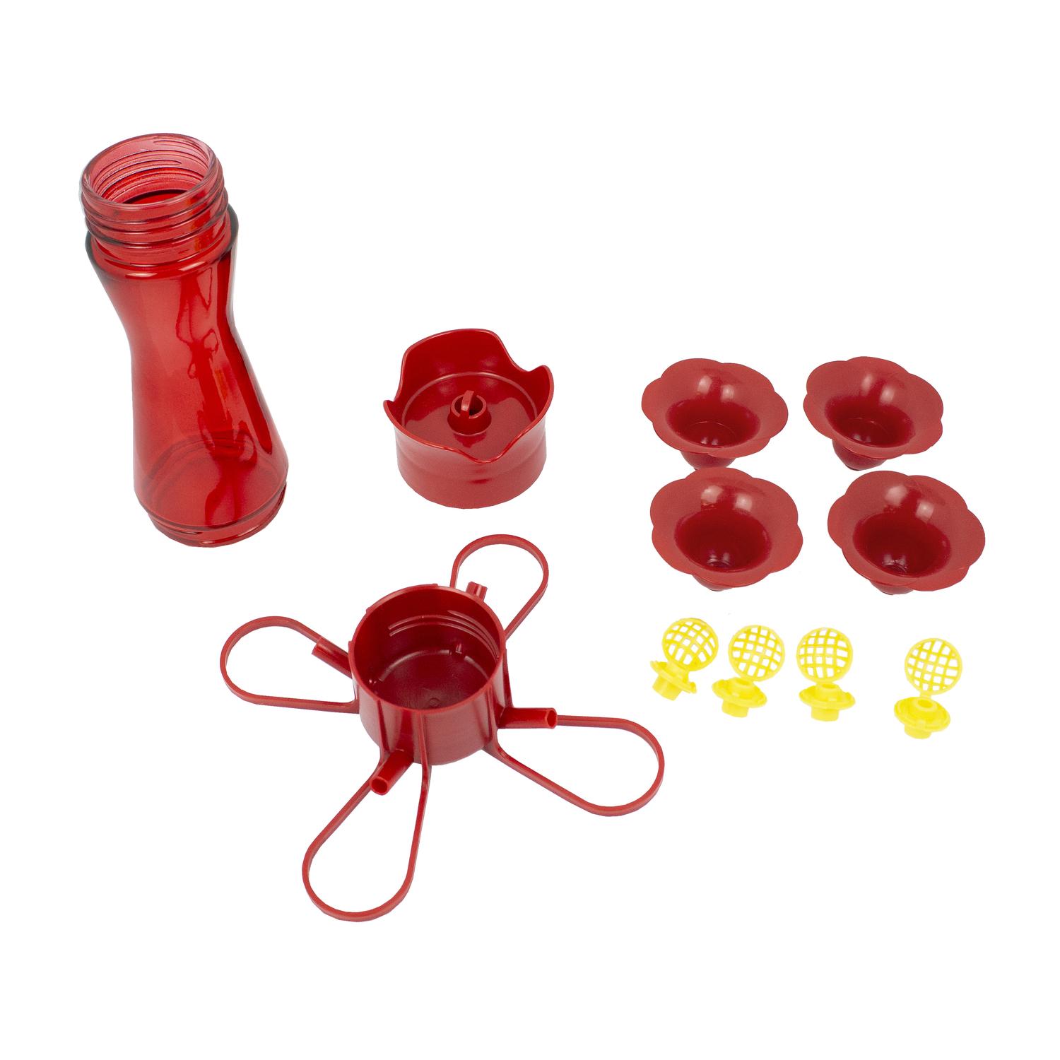 Perky-Pet Hummingbird 8 oz Plastic Pinch Waist Nectar Bird Feeder 4 ports