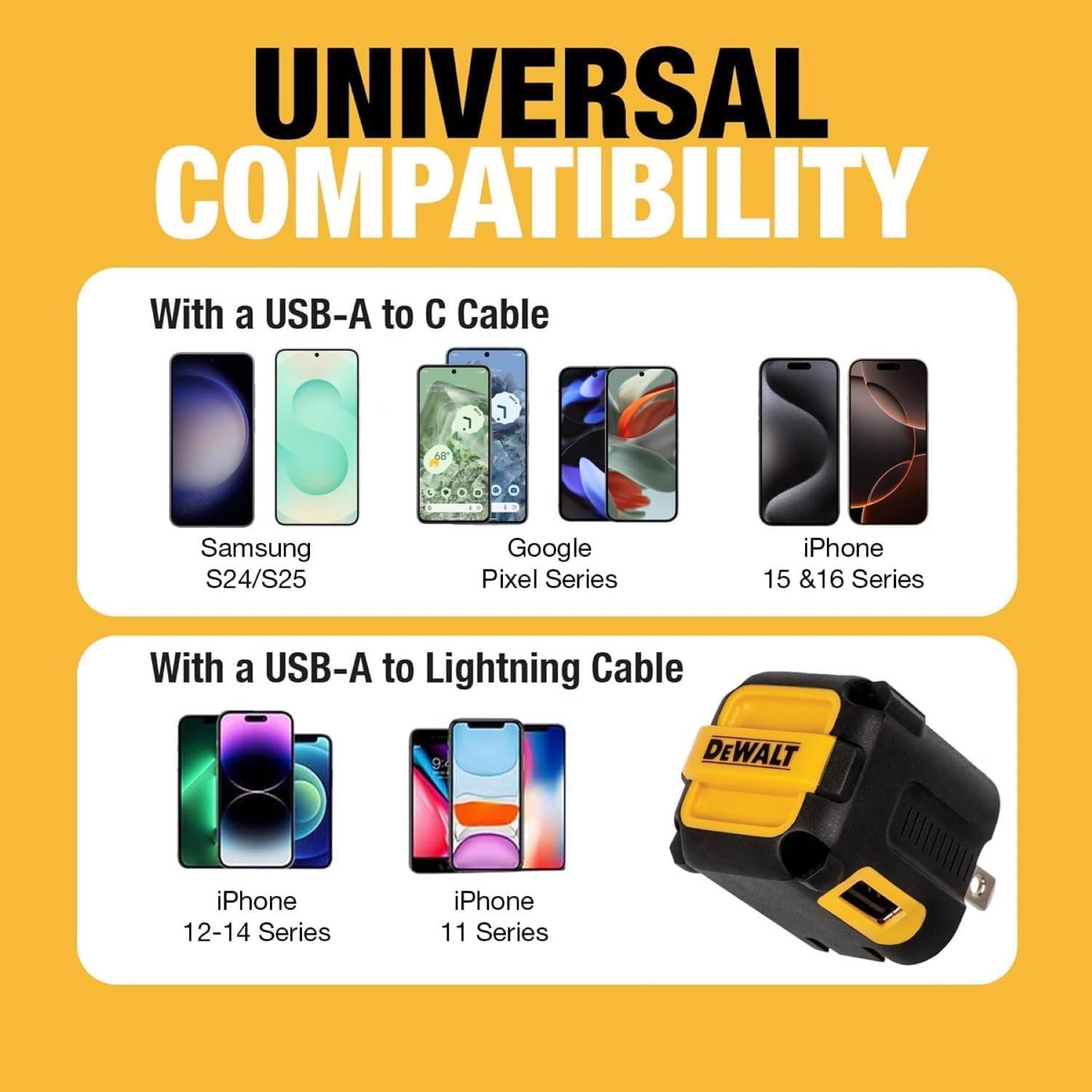 DeWalt 2 Port USB Wall Charger 1 pk